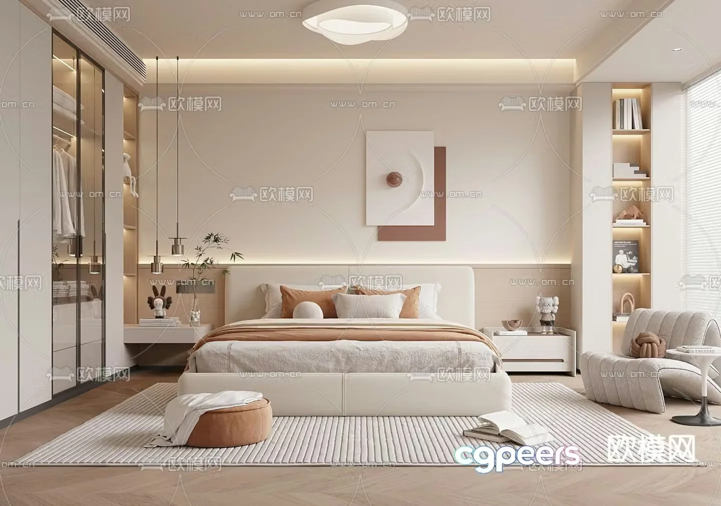 Creamy Bedroom Master Bedroom 3D Model