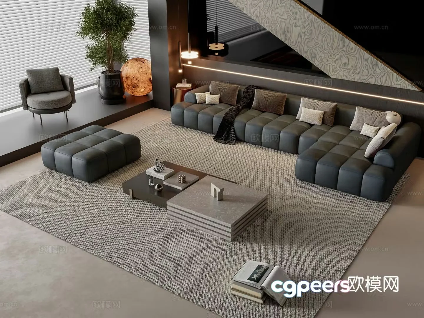 Italian style modular sofa corner sofa 3d model