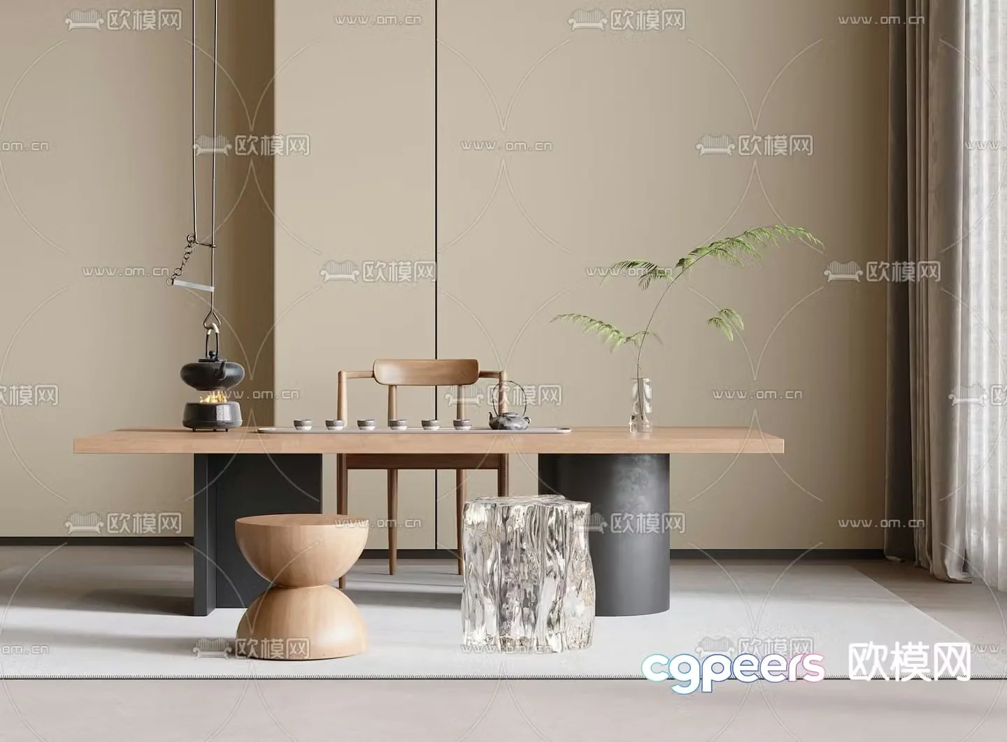 New Chinese style tea table tea table 3d model