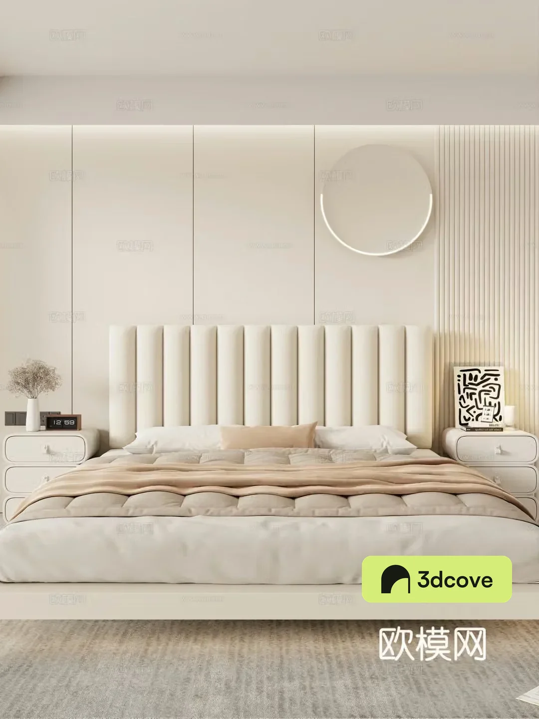 Bedroom and home double bed nightstand minimalist bed head decoration hanging painting