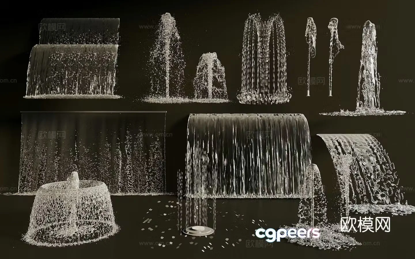 Modern fountain waterscape dry splash feng spring water column water splash waterfall commercial landscape interactive waterscape 3d model