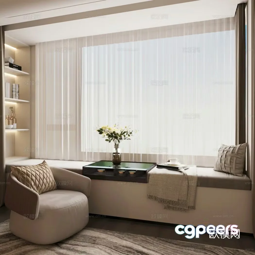 Modern home bedroom bay window Italian bay window cabinet Bedroom bay window bay window cabinet Bay window soft bag 3D model