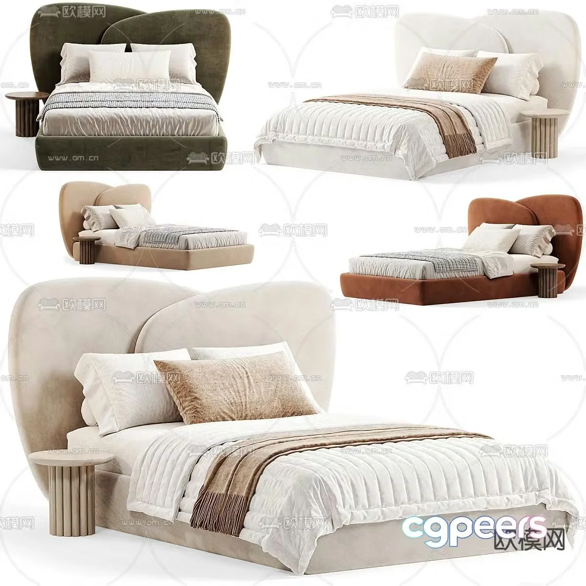 Modern double bed 3d model