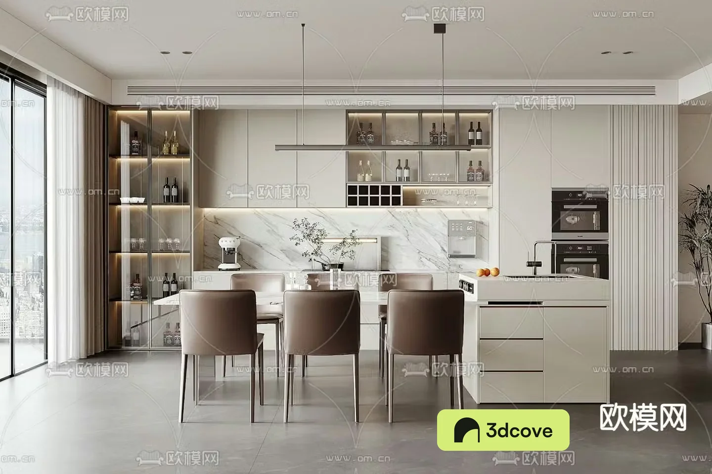 Modern restaurant island