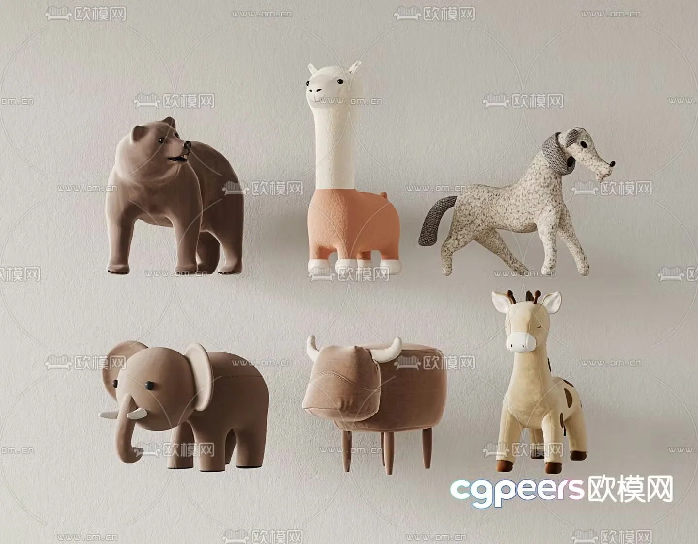 Animal stool cartoon low stool 3d model