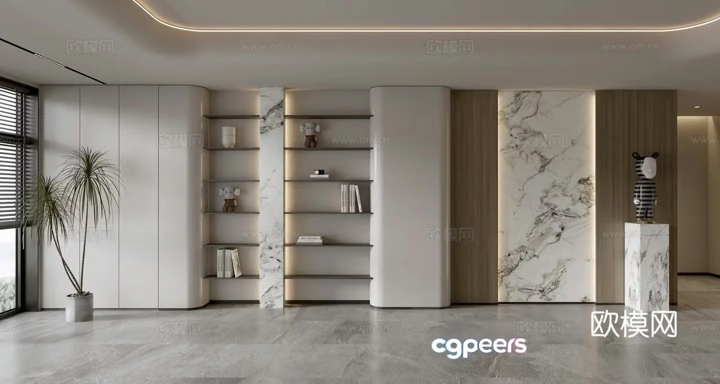 Modern sofa background wall 3d model