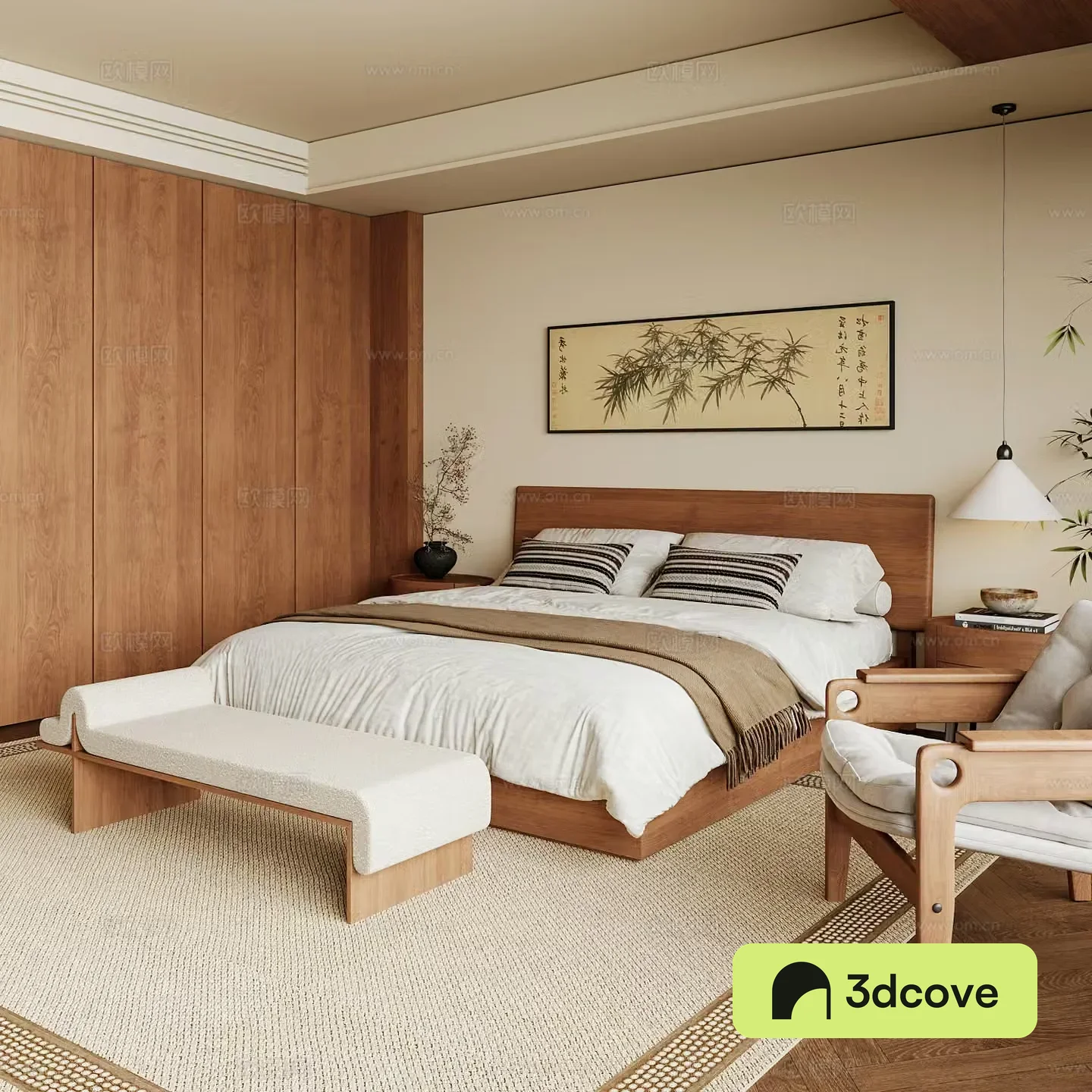New Chinese style home bedroom Song family aesthetic bedroom Song style bedroom New Chinese style double bed New Chinese