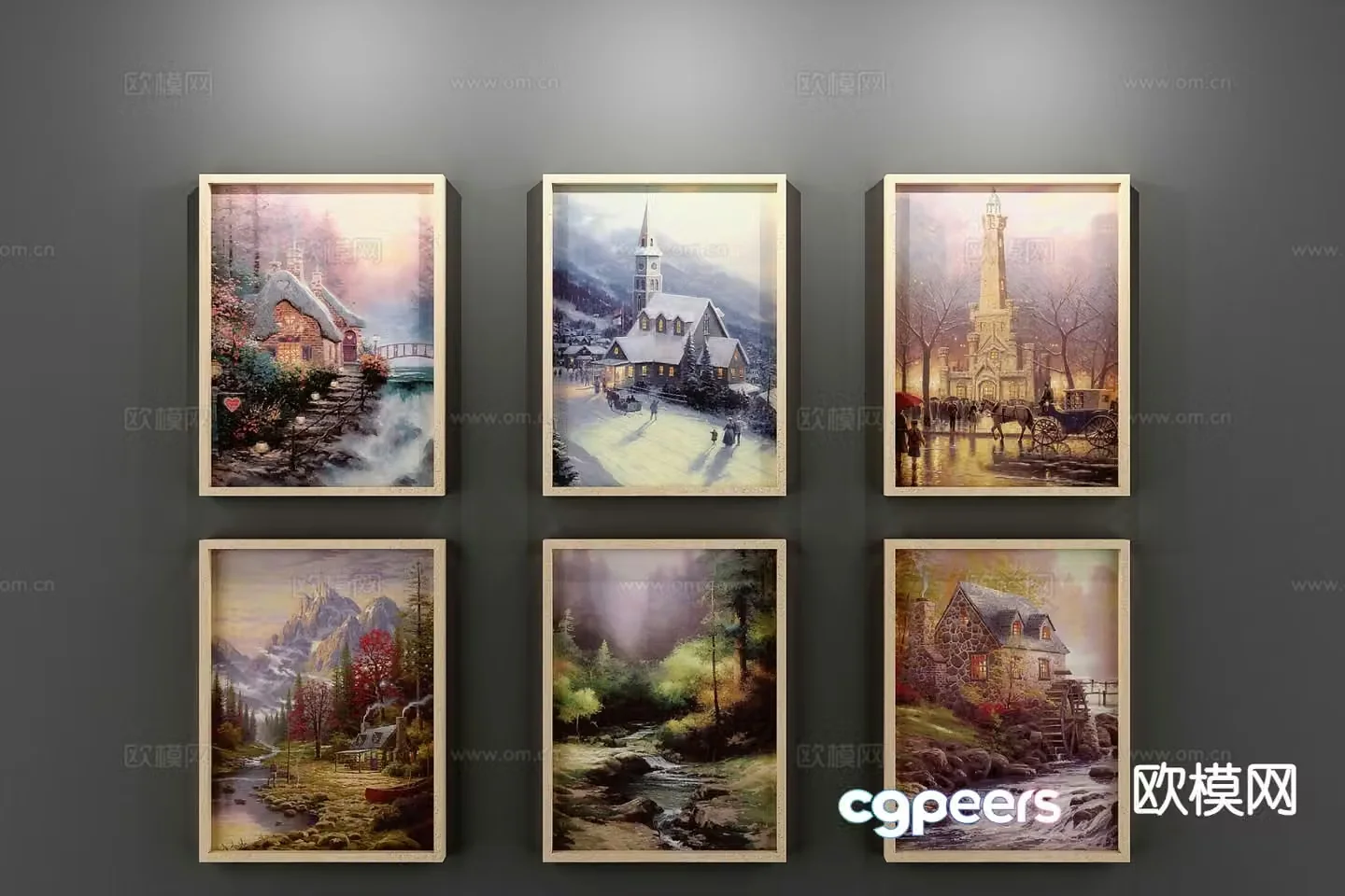 Nordic decorative painting architectural painting hanging painting 3D model