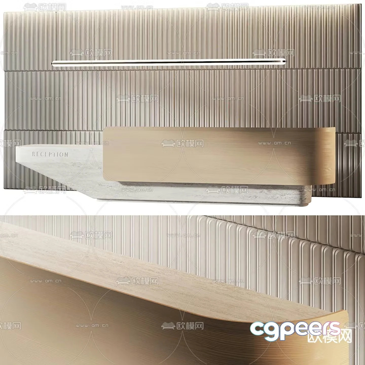 Modern front desk reception desk service desk background wall 3d model
