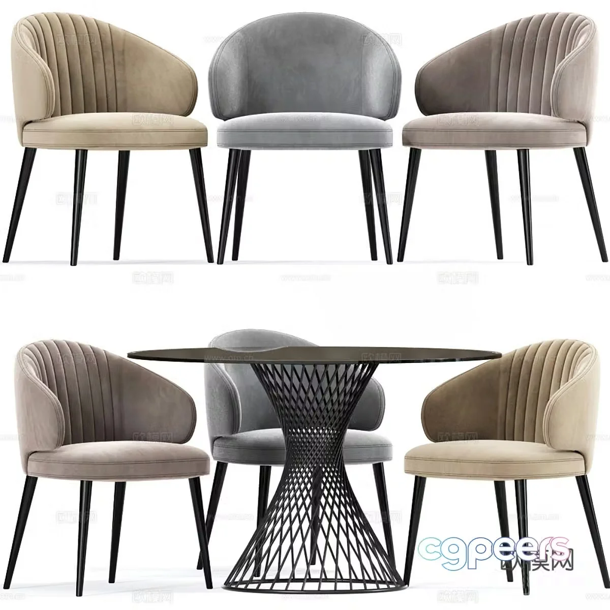 Modern dining table and chair 3d model