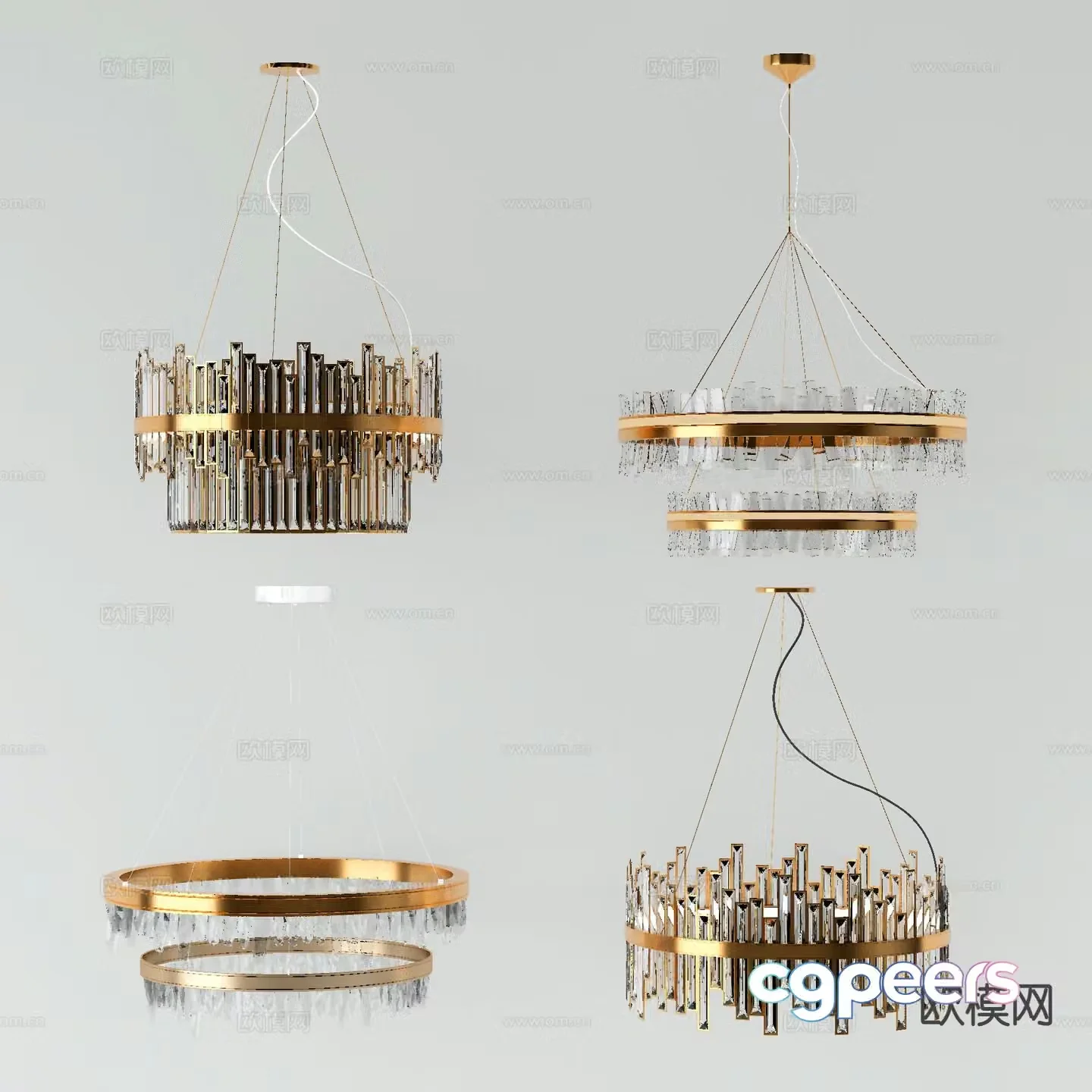 Light luxury chandelier hall chandelier 3d model