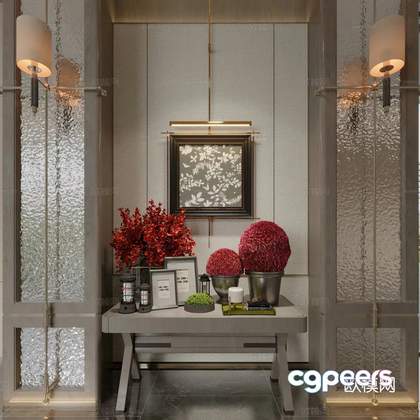 Modern hotel end viewing platform entrance table 3D model