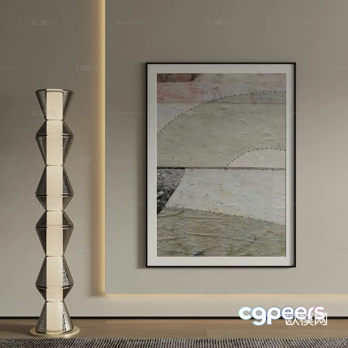 Modern abstract painting Decorative painting 3d model