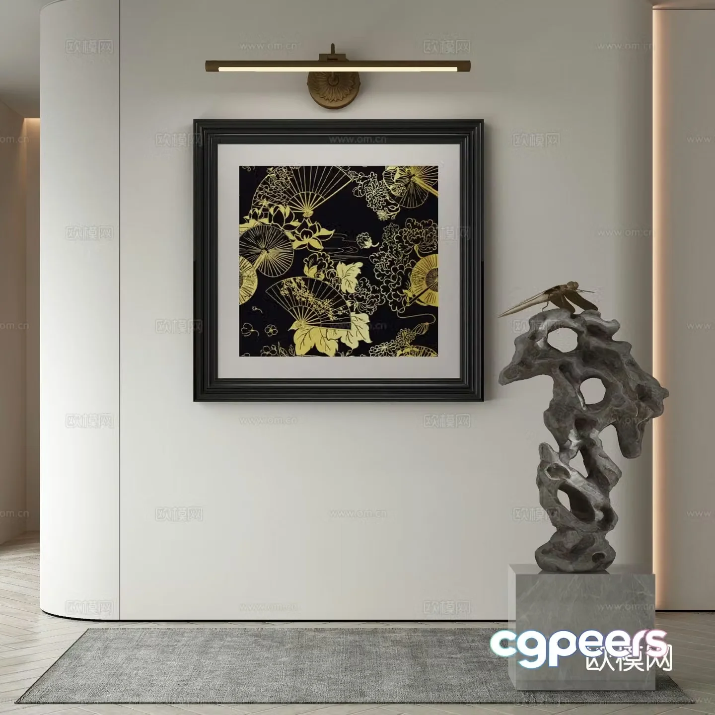 New Chinese texture painting decorative painting 3D model