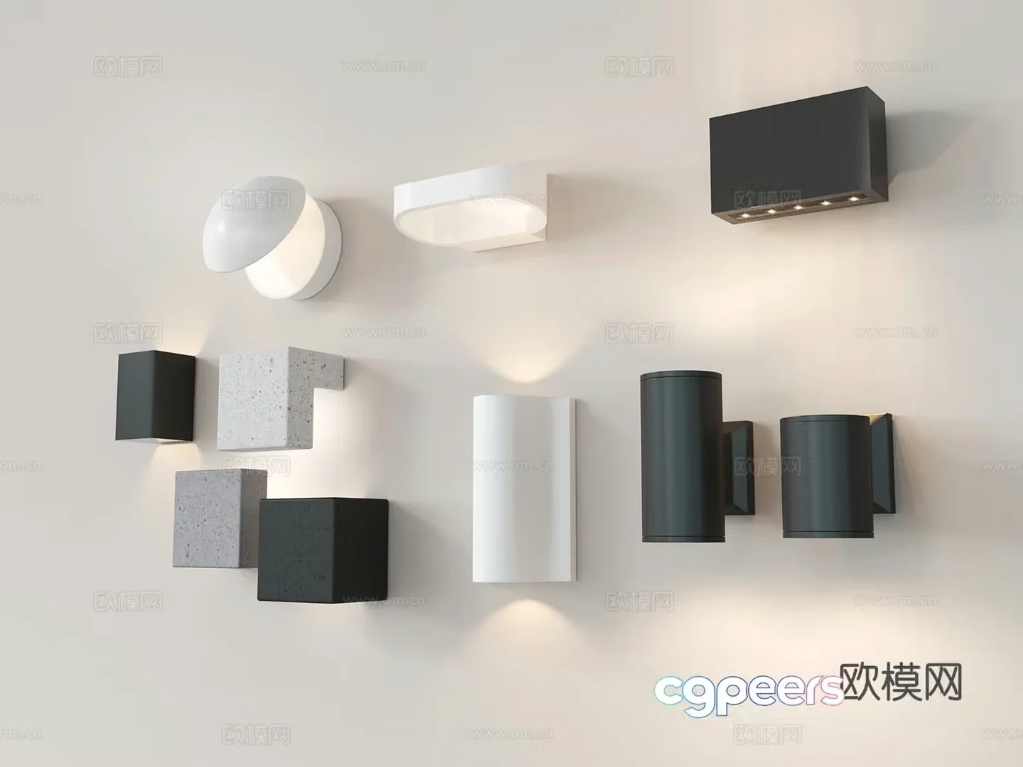 Modern wall light square wall light aisle wall light double head wall light 3d model