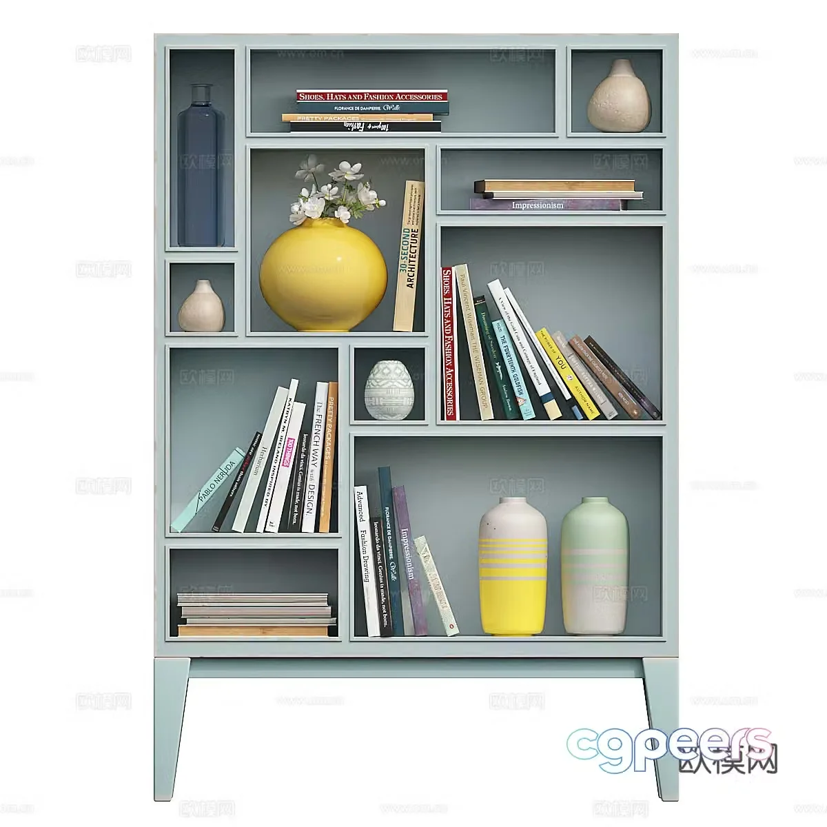 Modern Nordic finished low bookcase 3D model