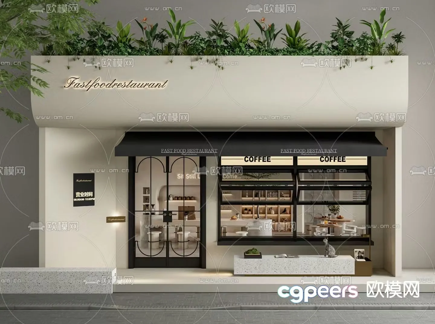Coffee shop door 3D model