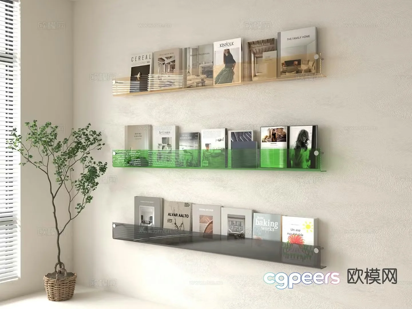 Modern books books magazines newspapers wall cabinet bookshelf 3d model