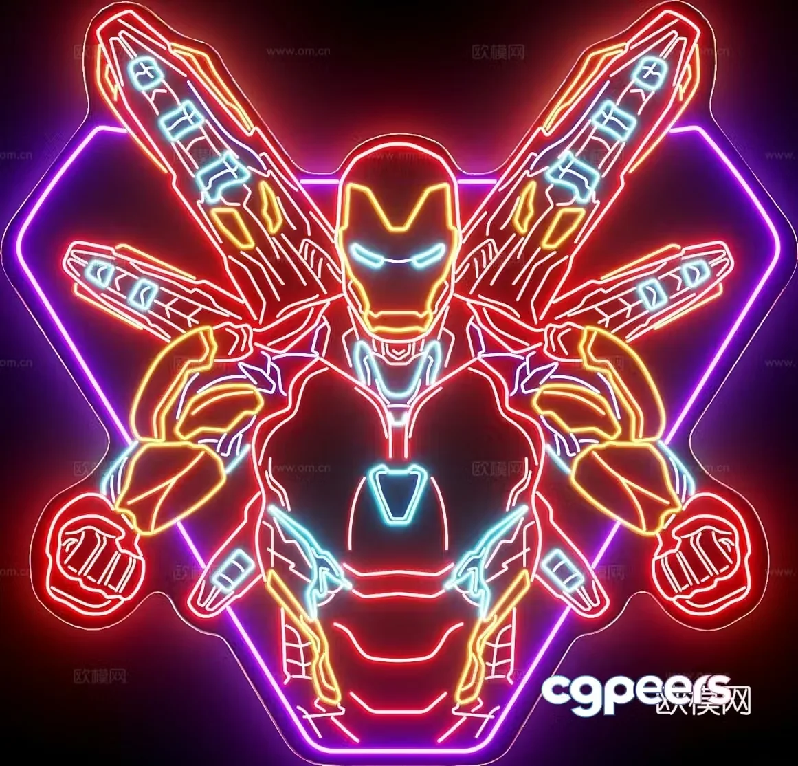 iron man neon light outdoor light 3d model