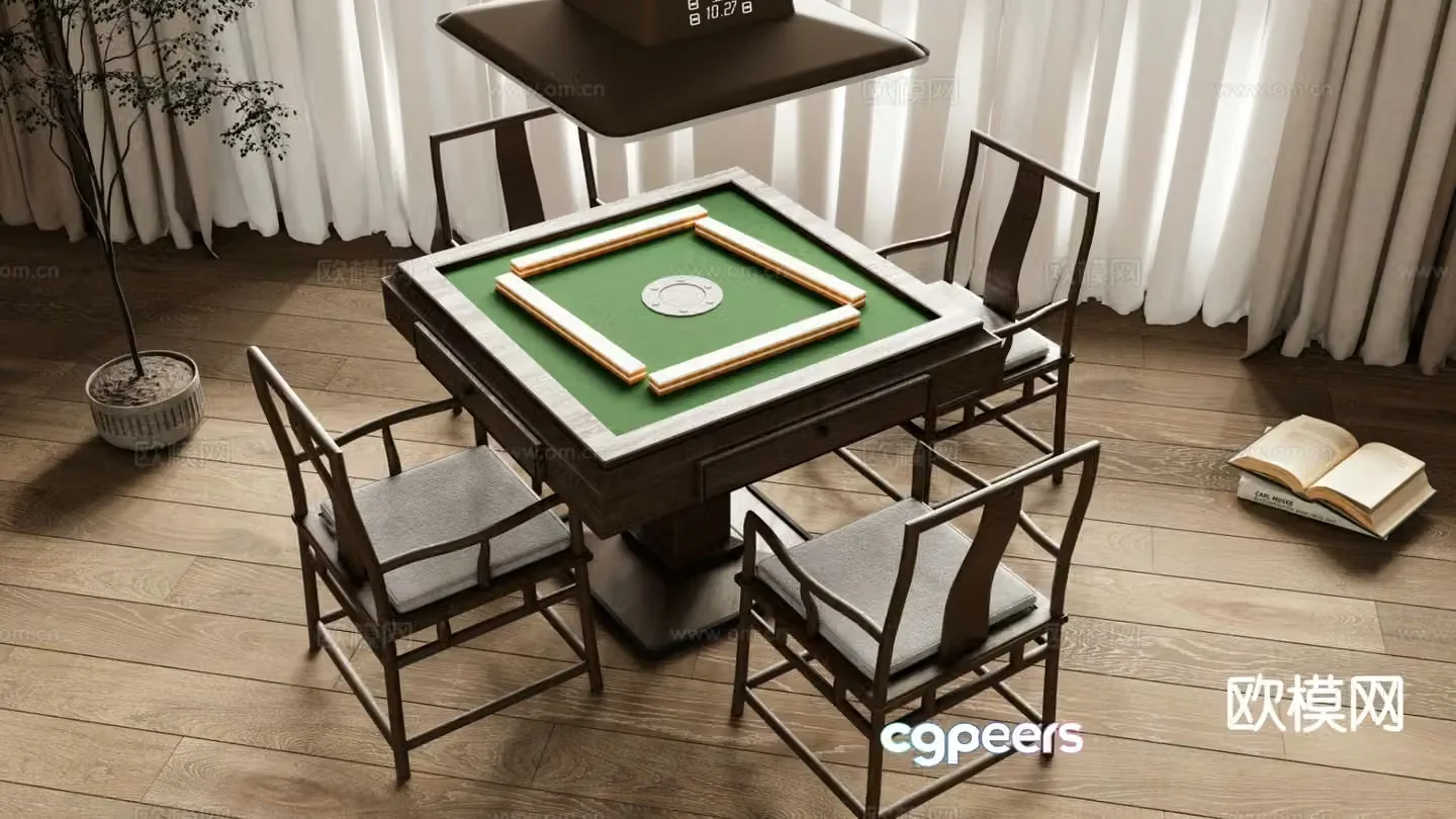 New Chinese style mahjong table entertainment table 3d model