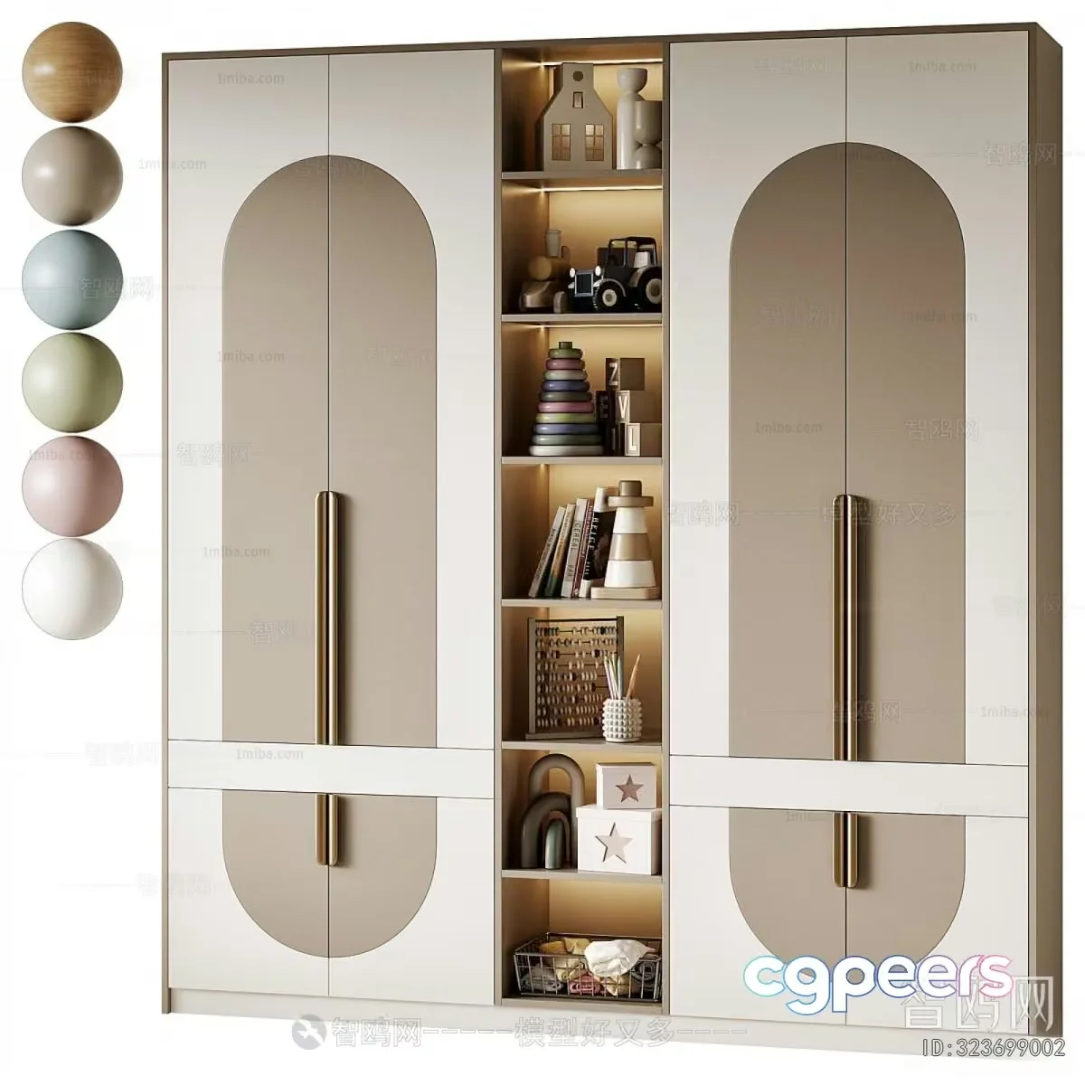 Modern Light-Colored Wardrobe 3D Model – 15312 – CORONA Render