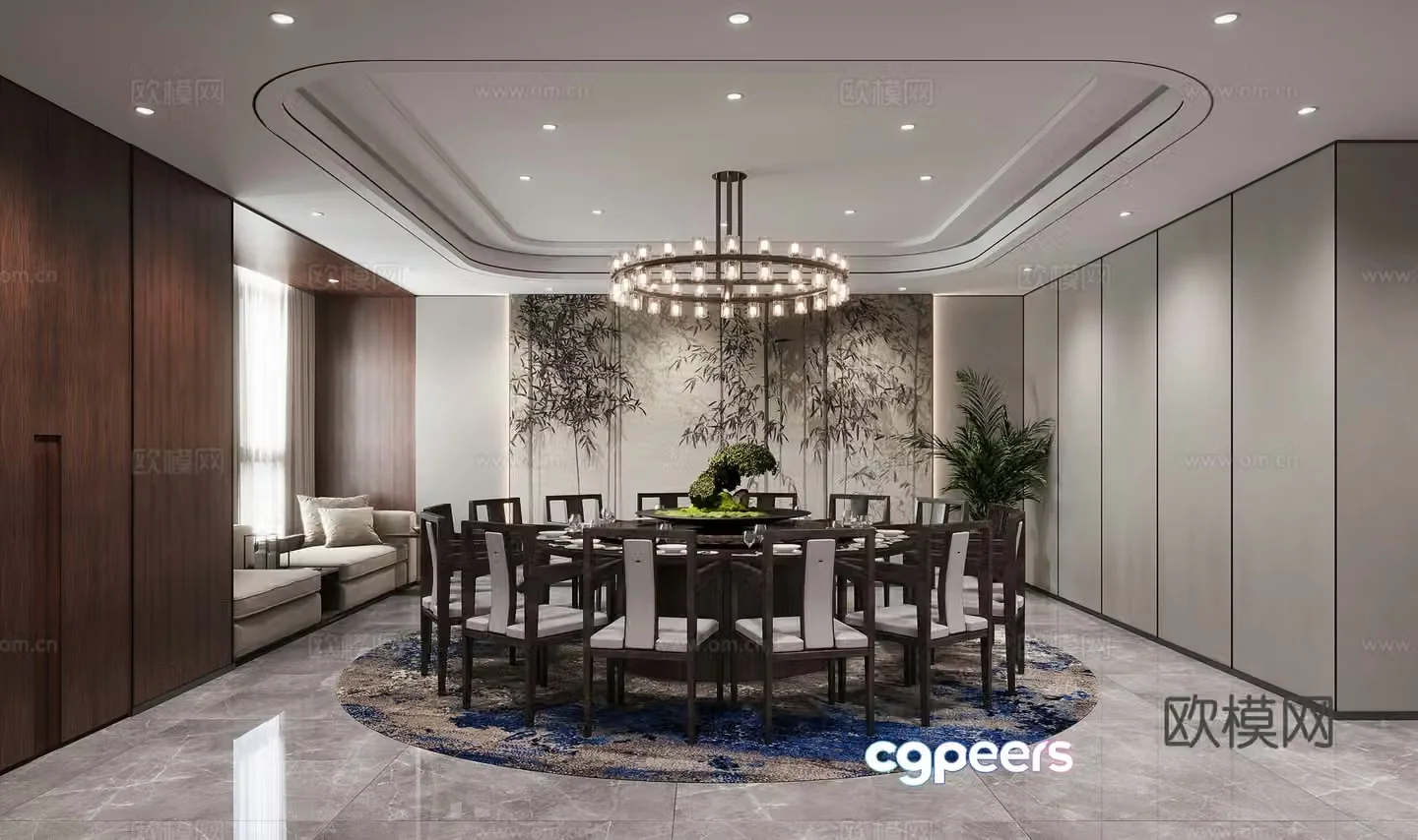 New Chinese style restaurant private room 3D model