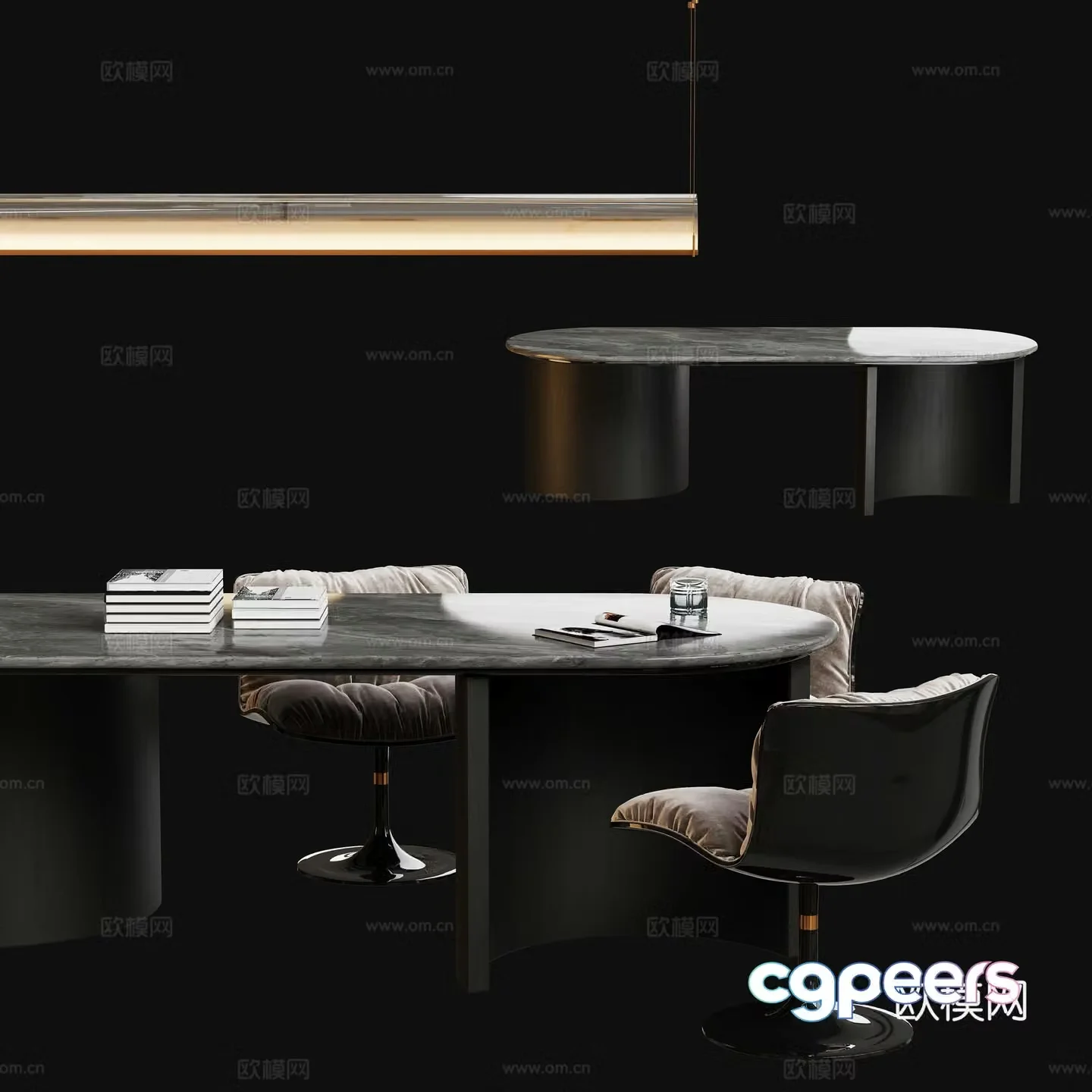 Modern Italian dining table and chair combination 3D model