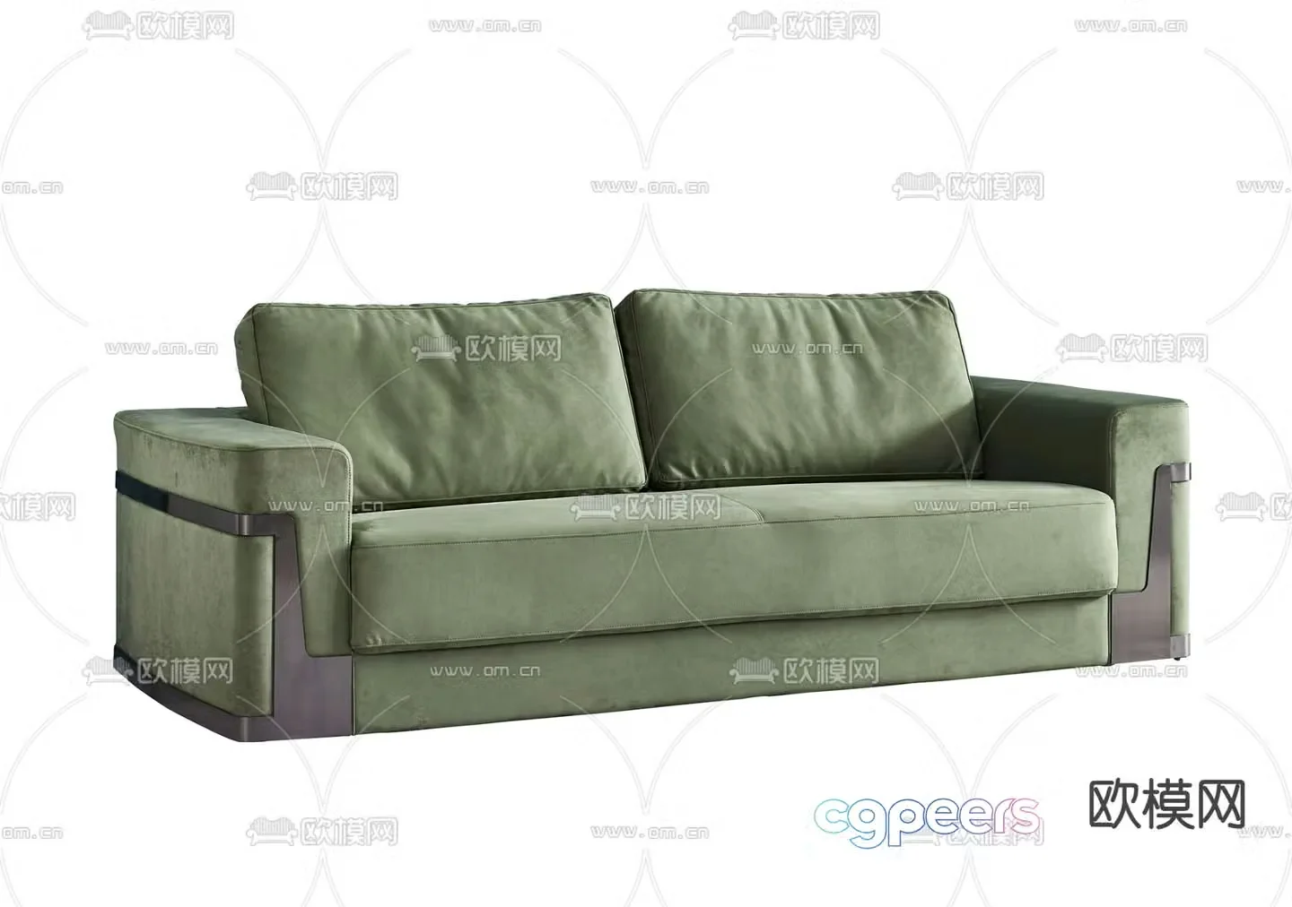 Double sofa green sofa 3d model
