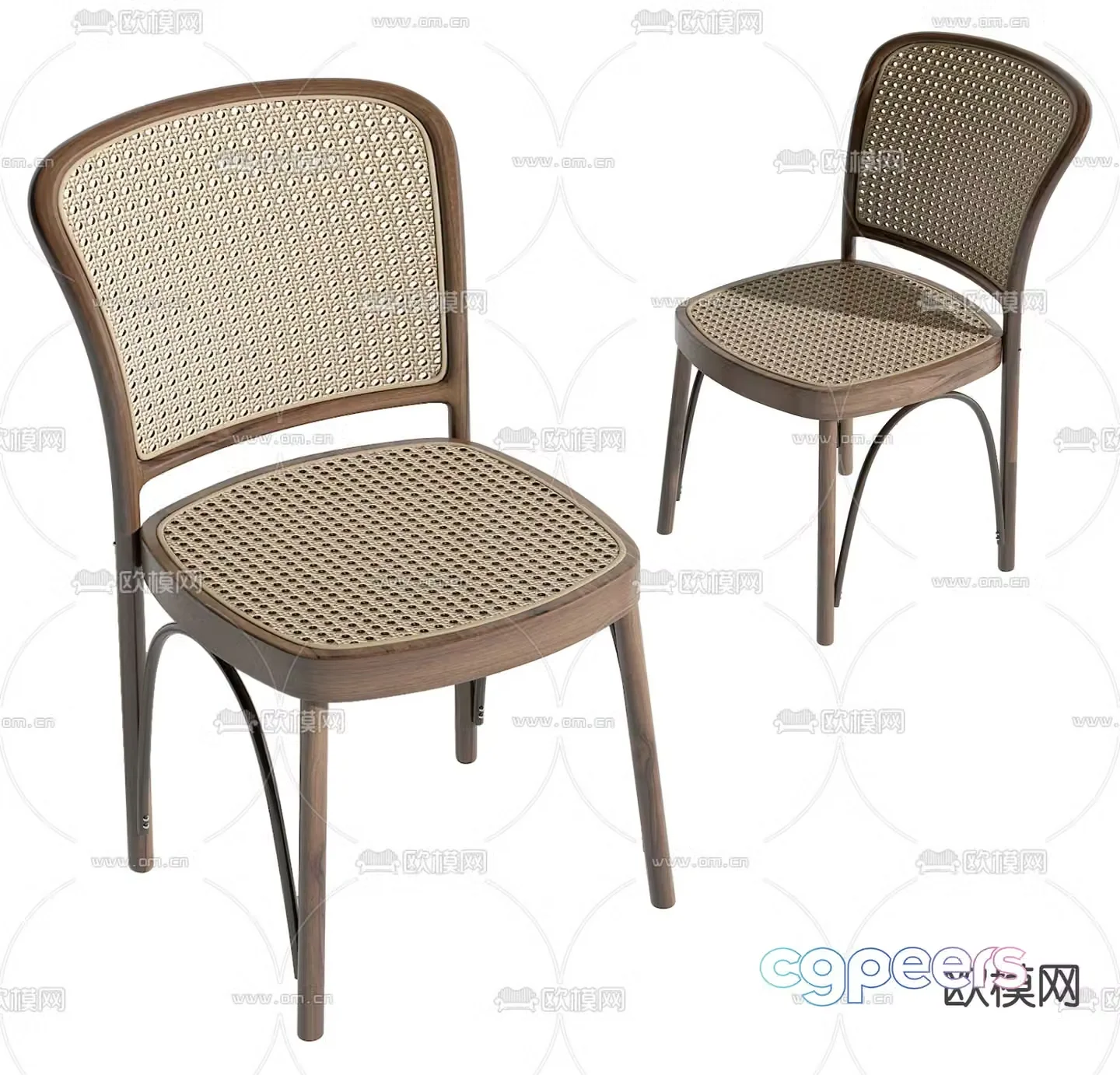 Wabi-sabi style dining chair chair rattan chair 3d model