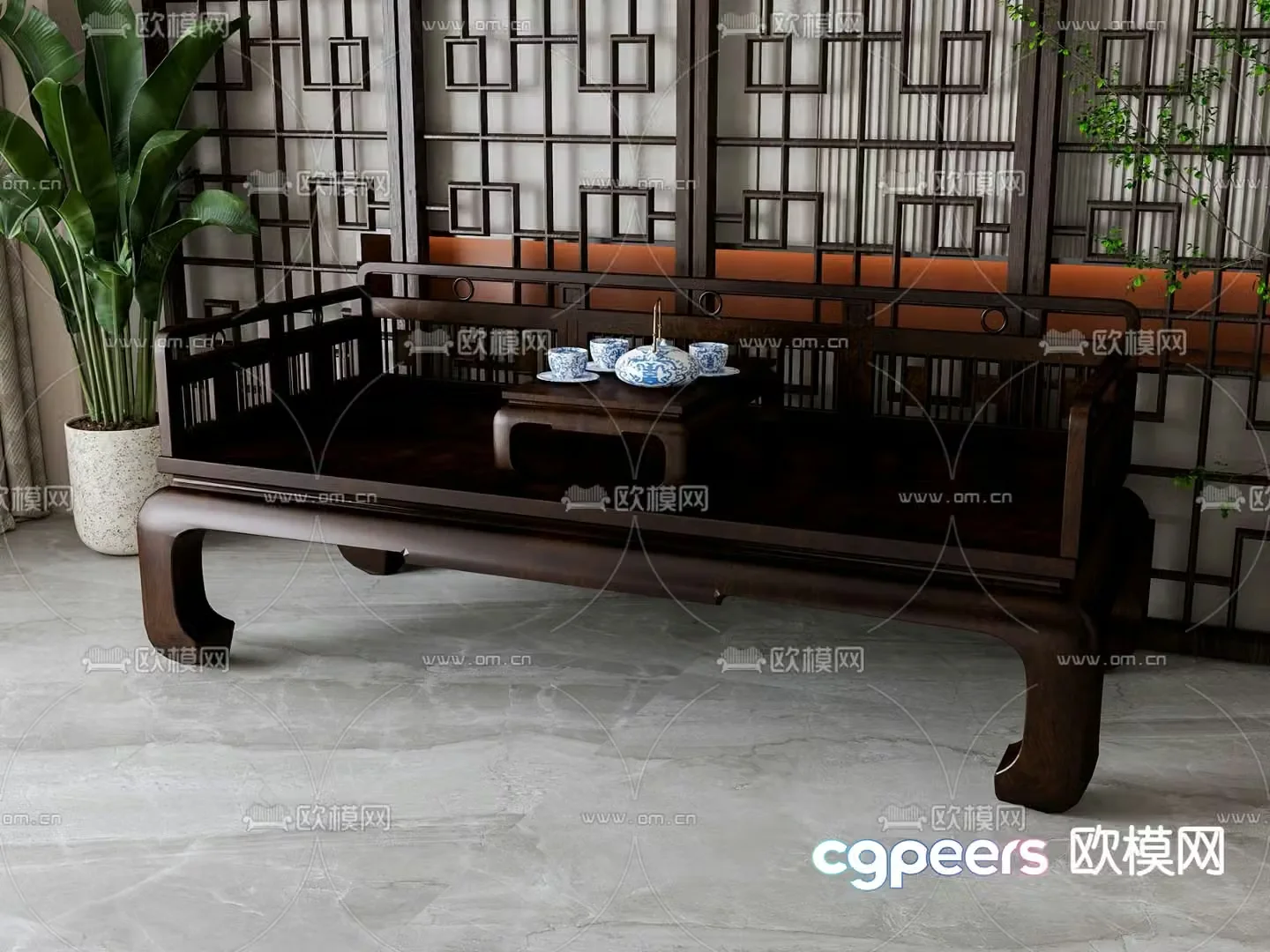 New Chinese style Arhat bed 3D model