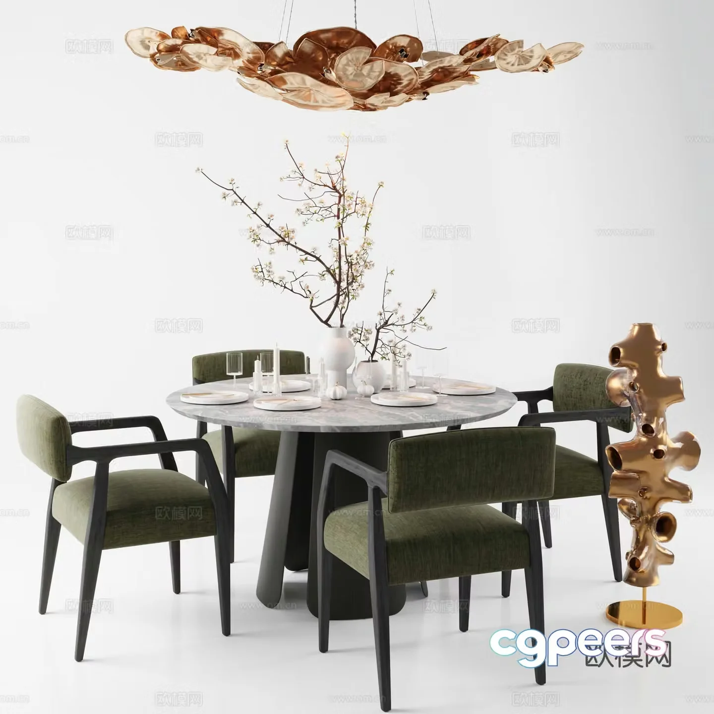 Dining table Dining chair Restaurant Carpet 3d model
