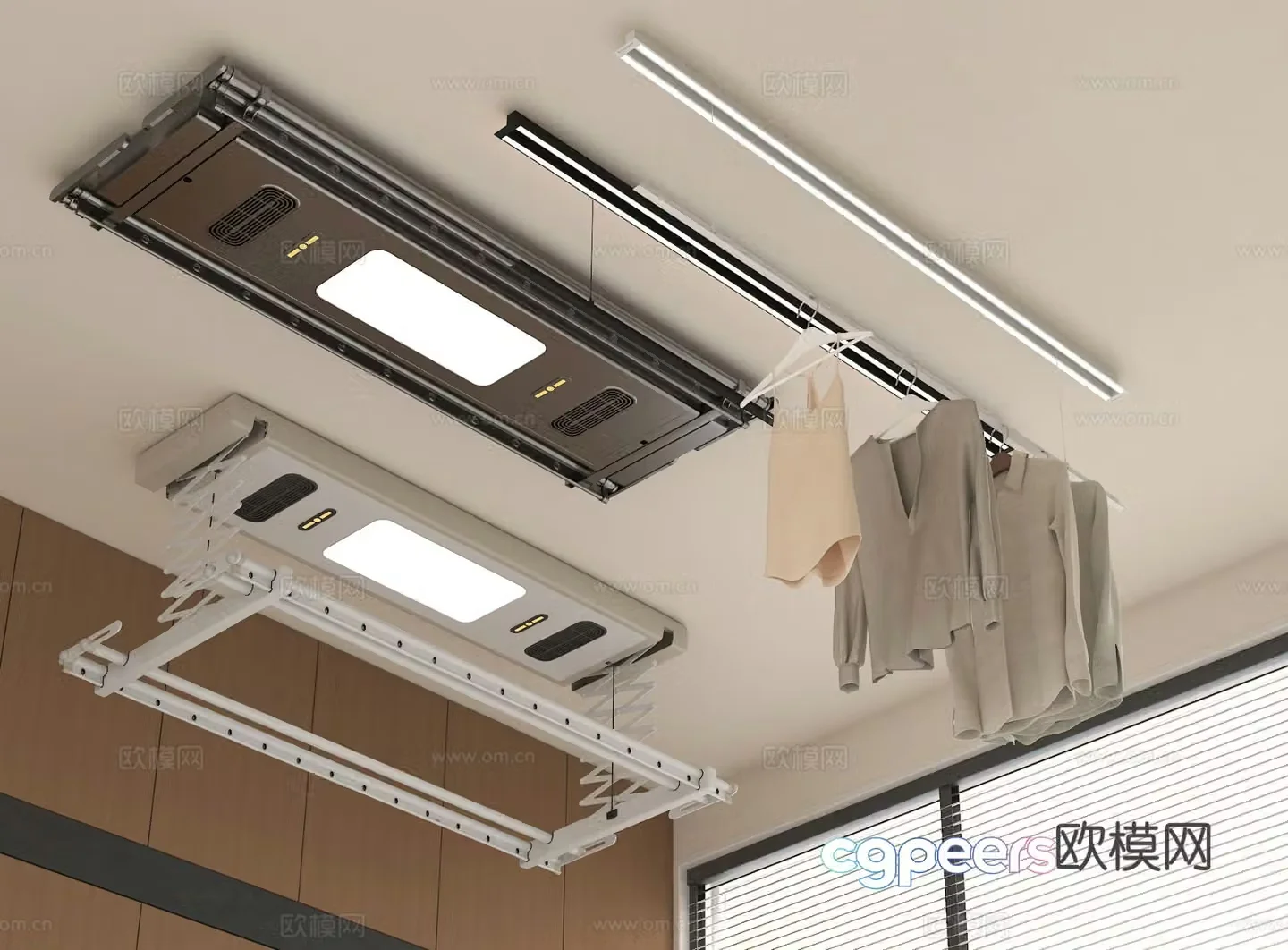Invisible clothes drying rack electric clothes drying rack lifting clothes drying rack 3D model