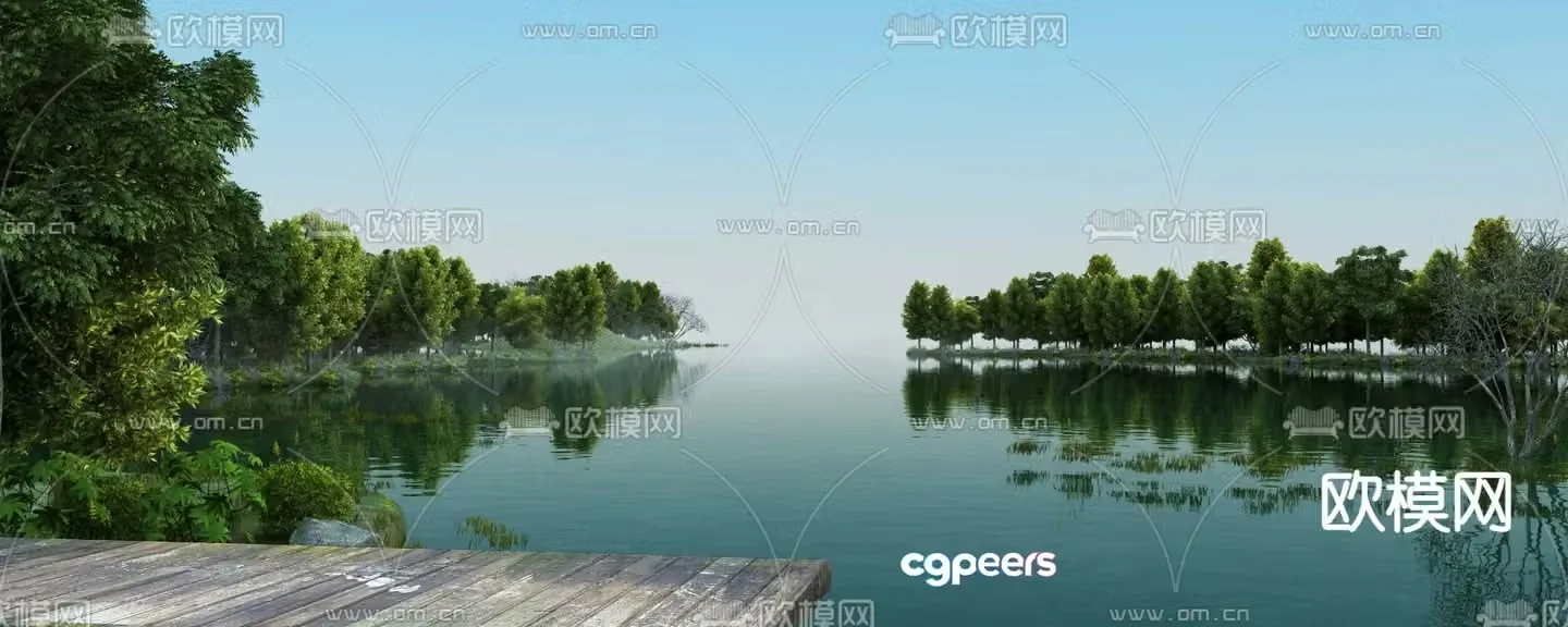 waterfront landscape 3d model