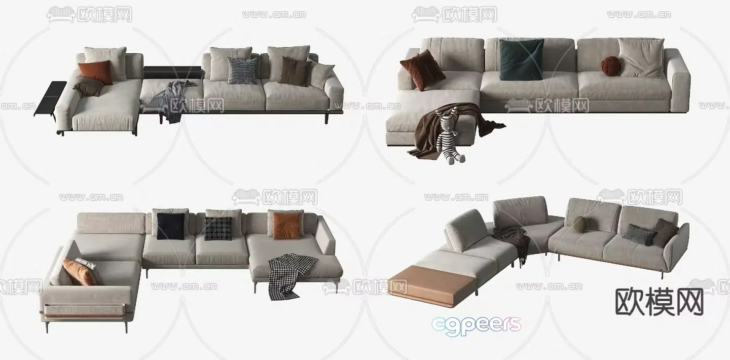 Multi-person sofa corner sofa 3d model