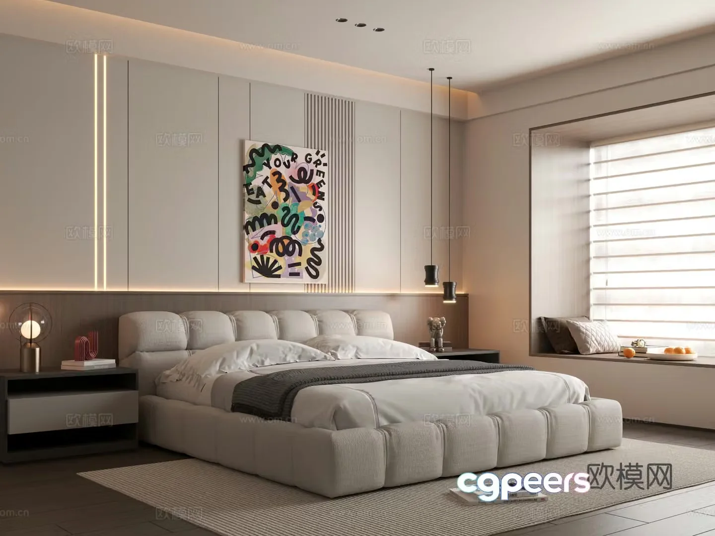 Modern bedroom Italian bedroom Bedroom Bedroom Bedroom Background Wall 3D Model