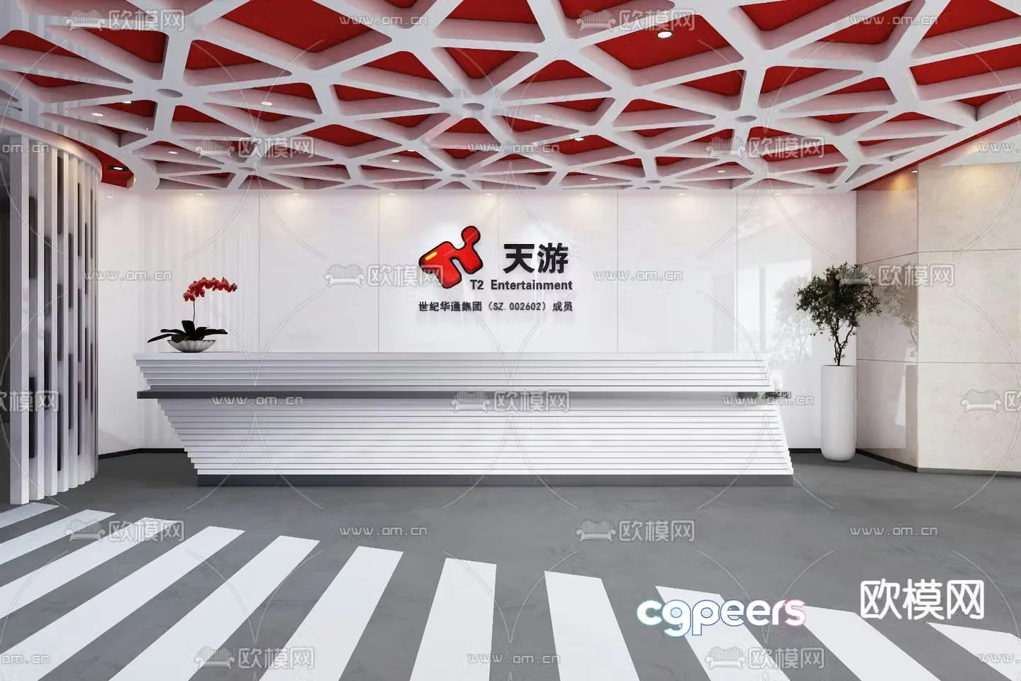 Front desk information desk 3d model
