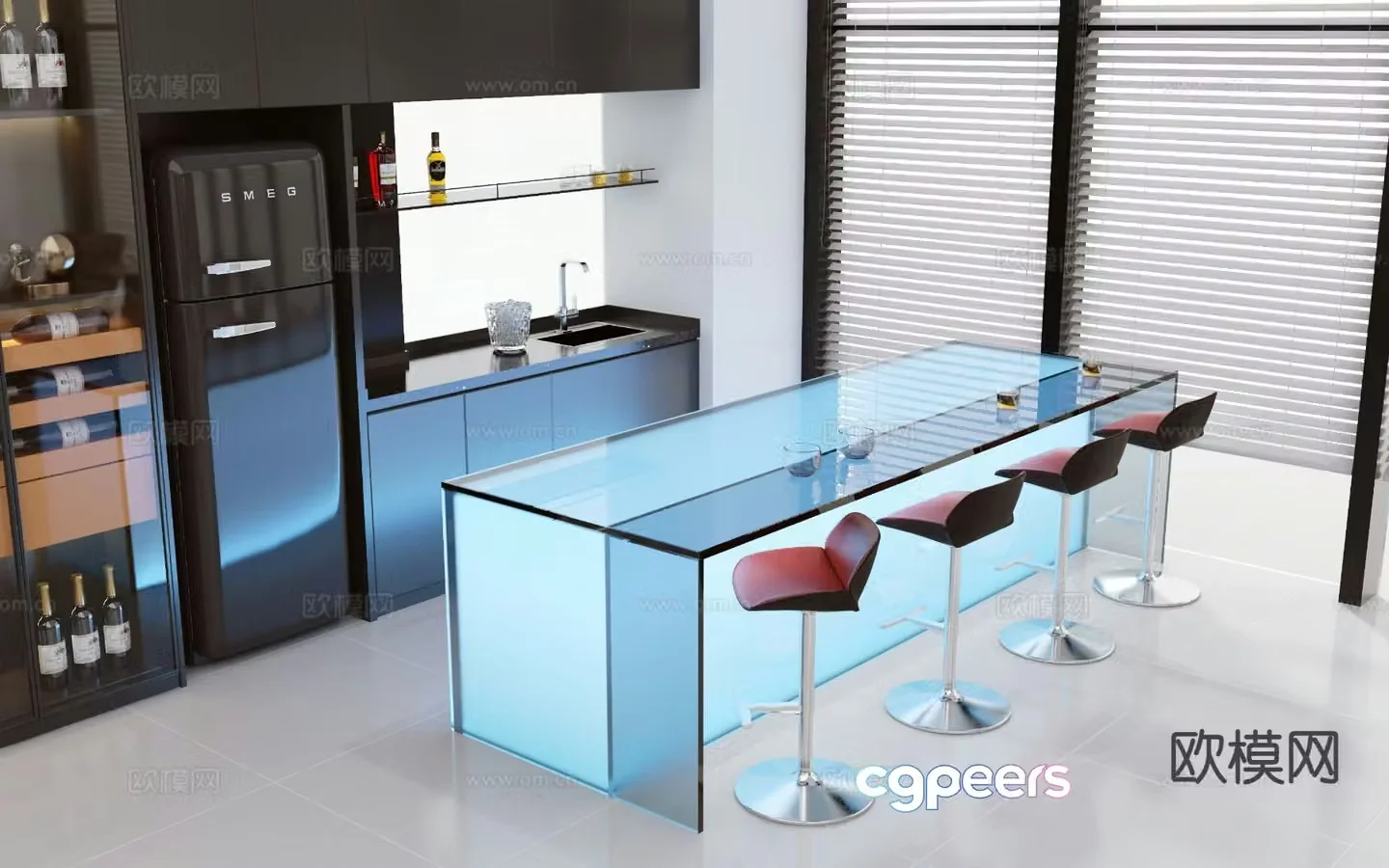 Acrylic island bar 3D model