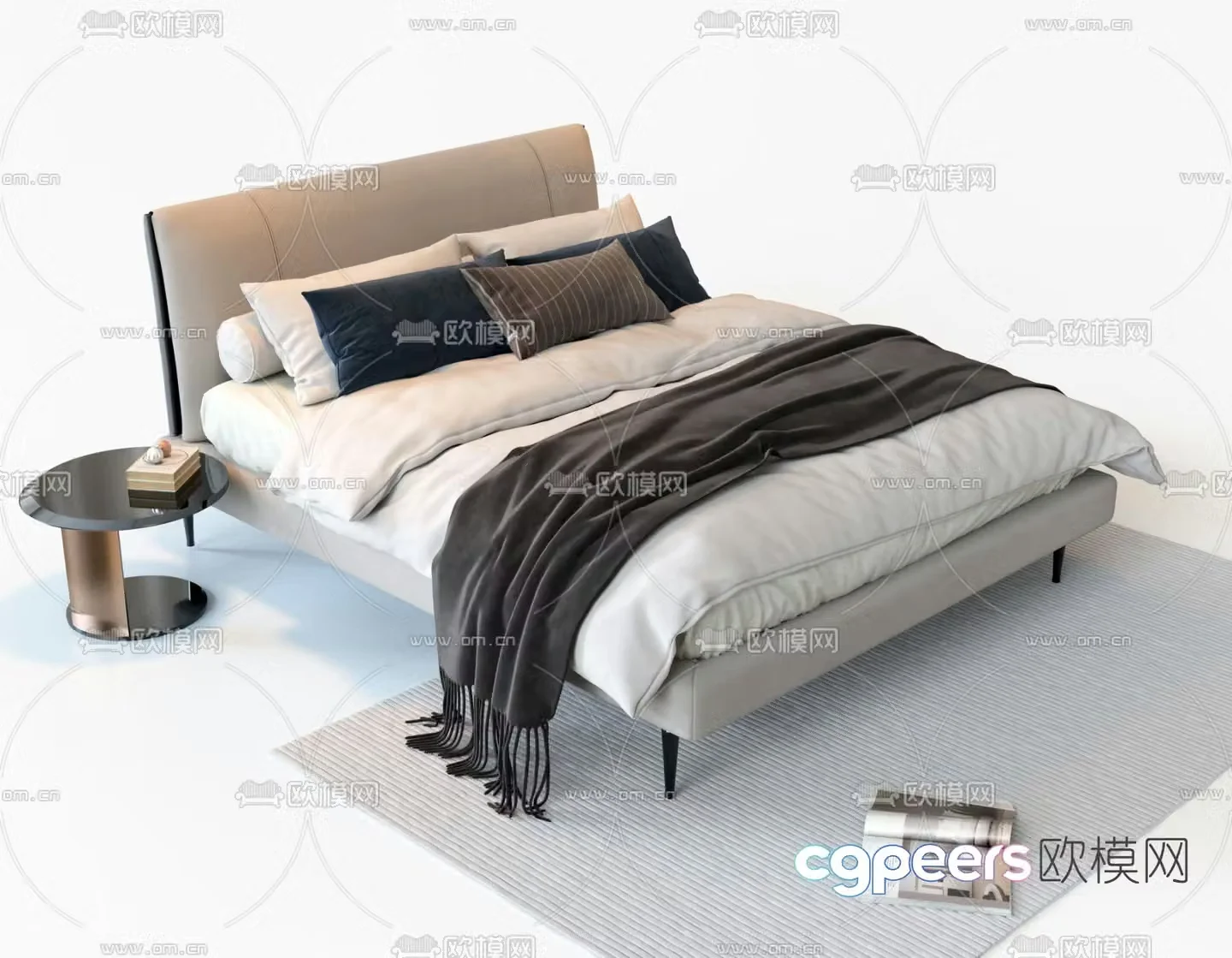 B&B double bed 3d model