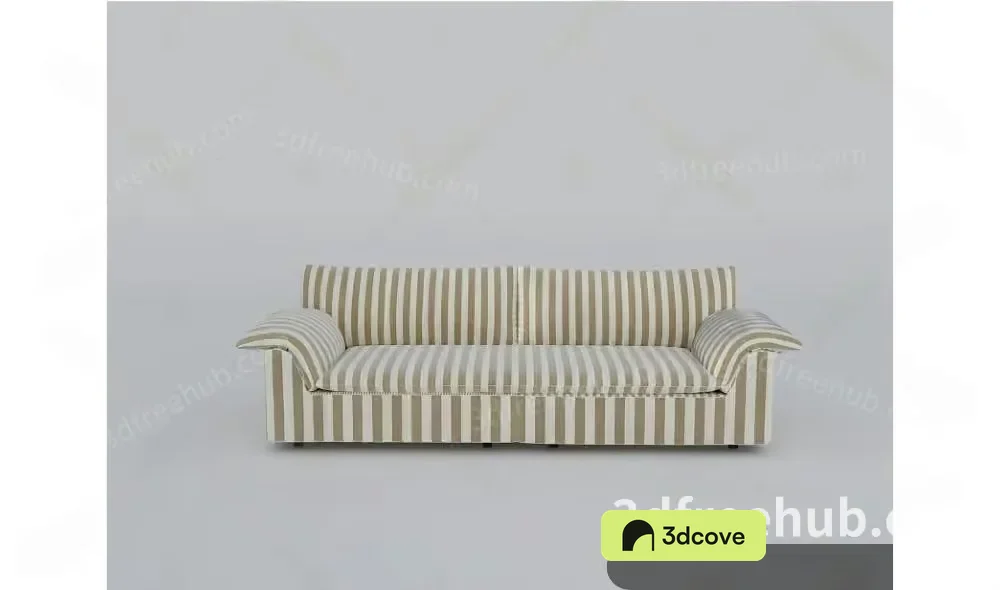 Beige And White Striped Couch