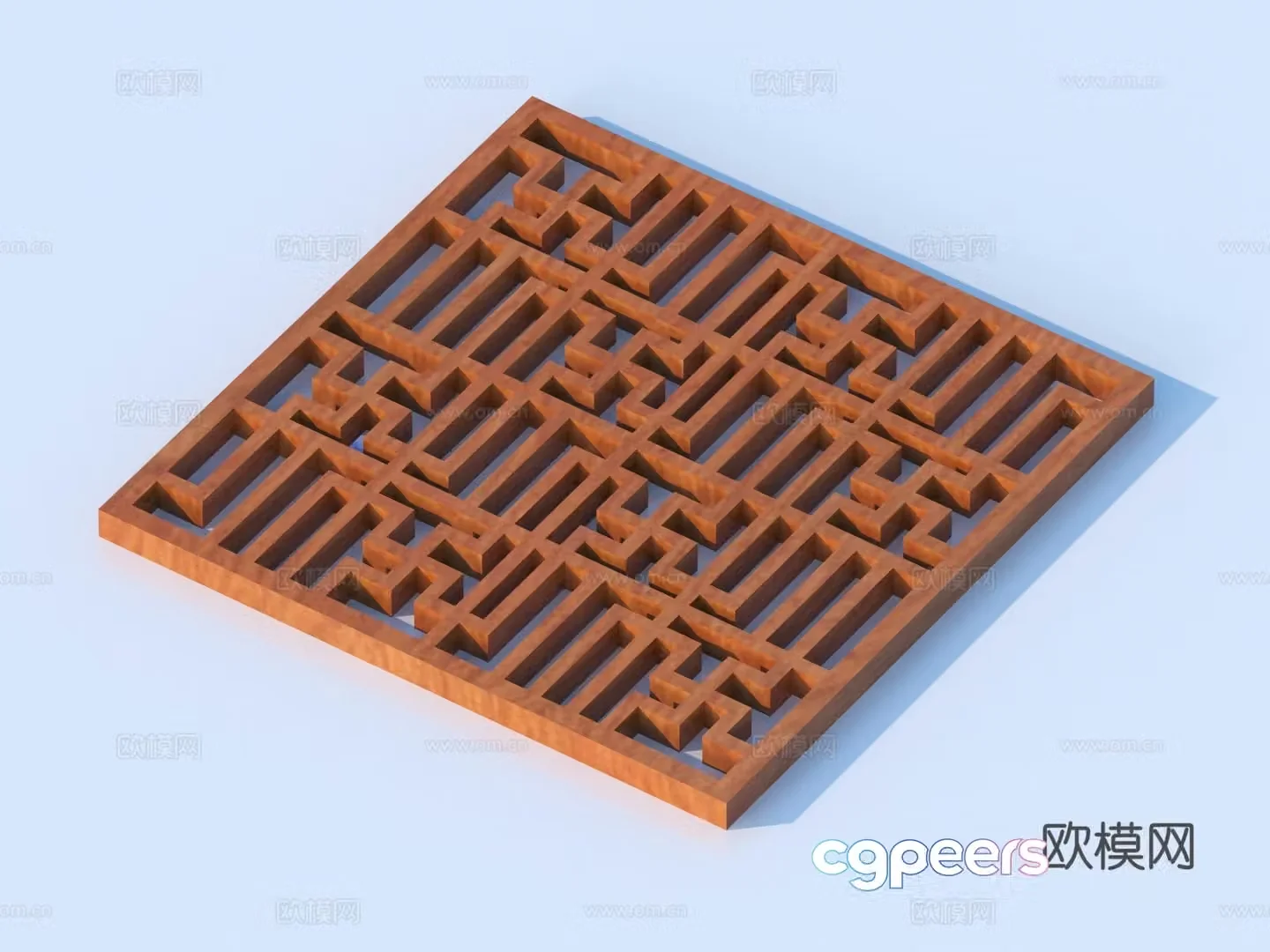 Carved window Grating window Hollow window Relief Wood carving 3D model