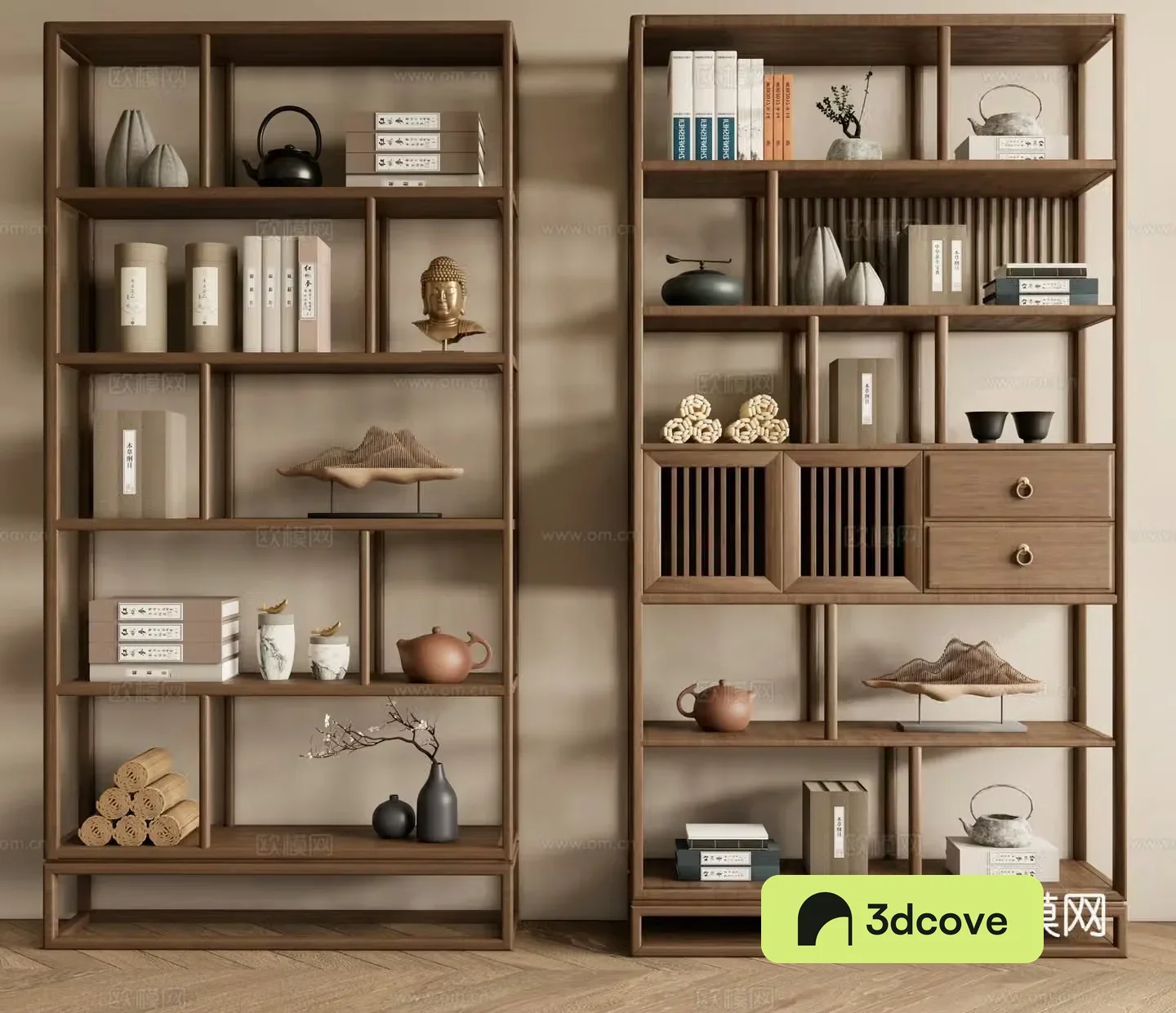 New Chinese style Zen book shelf