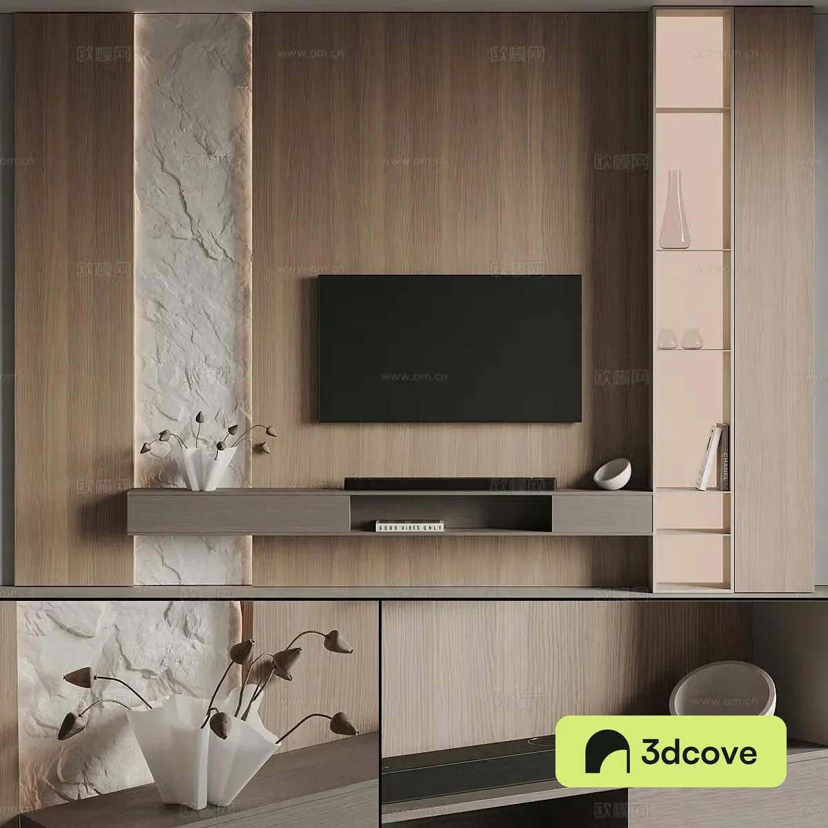 Modern Italian Wasabi TV background wall 3d model