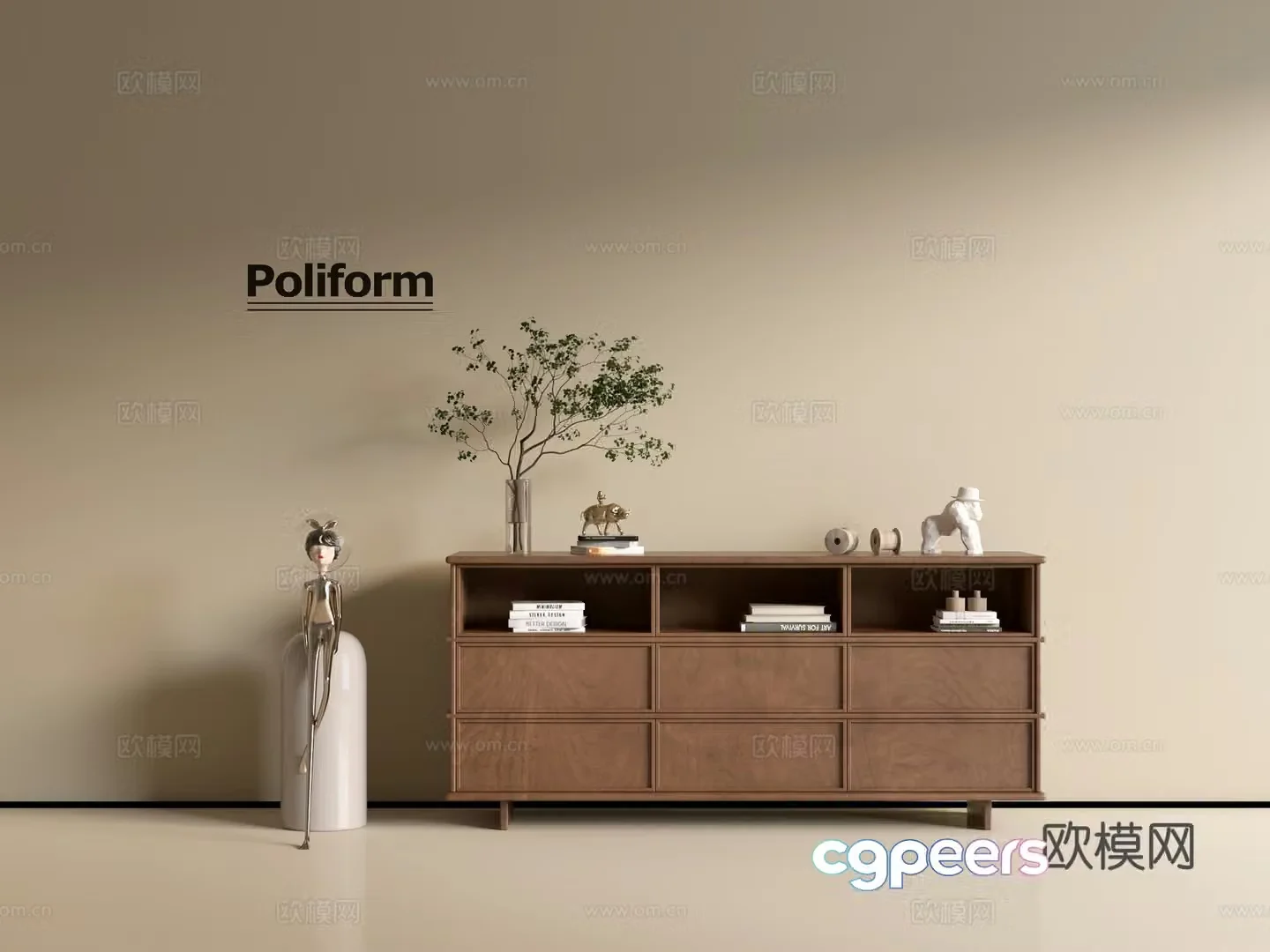 Modern wood grain cabinet ins wind minimalist wind cabinet whole cabinet sideboard balcony cabinet storage 3D model
