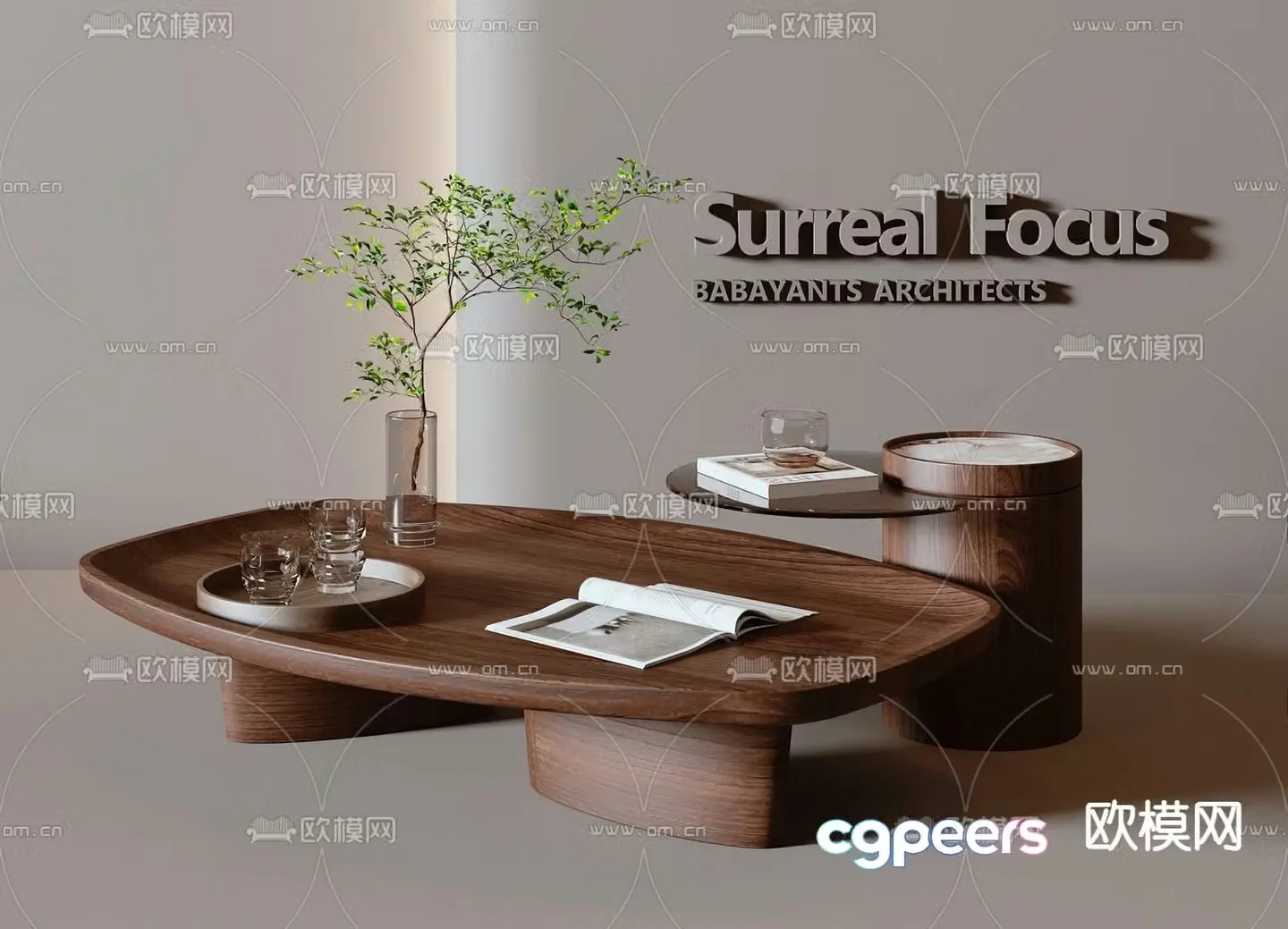 Medieval style mother-in-law coffee table 3D model