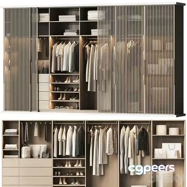 3ds Max Free – Basic wardrobe made of cabinet furniture with doors