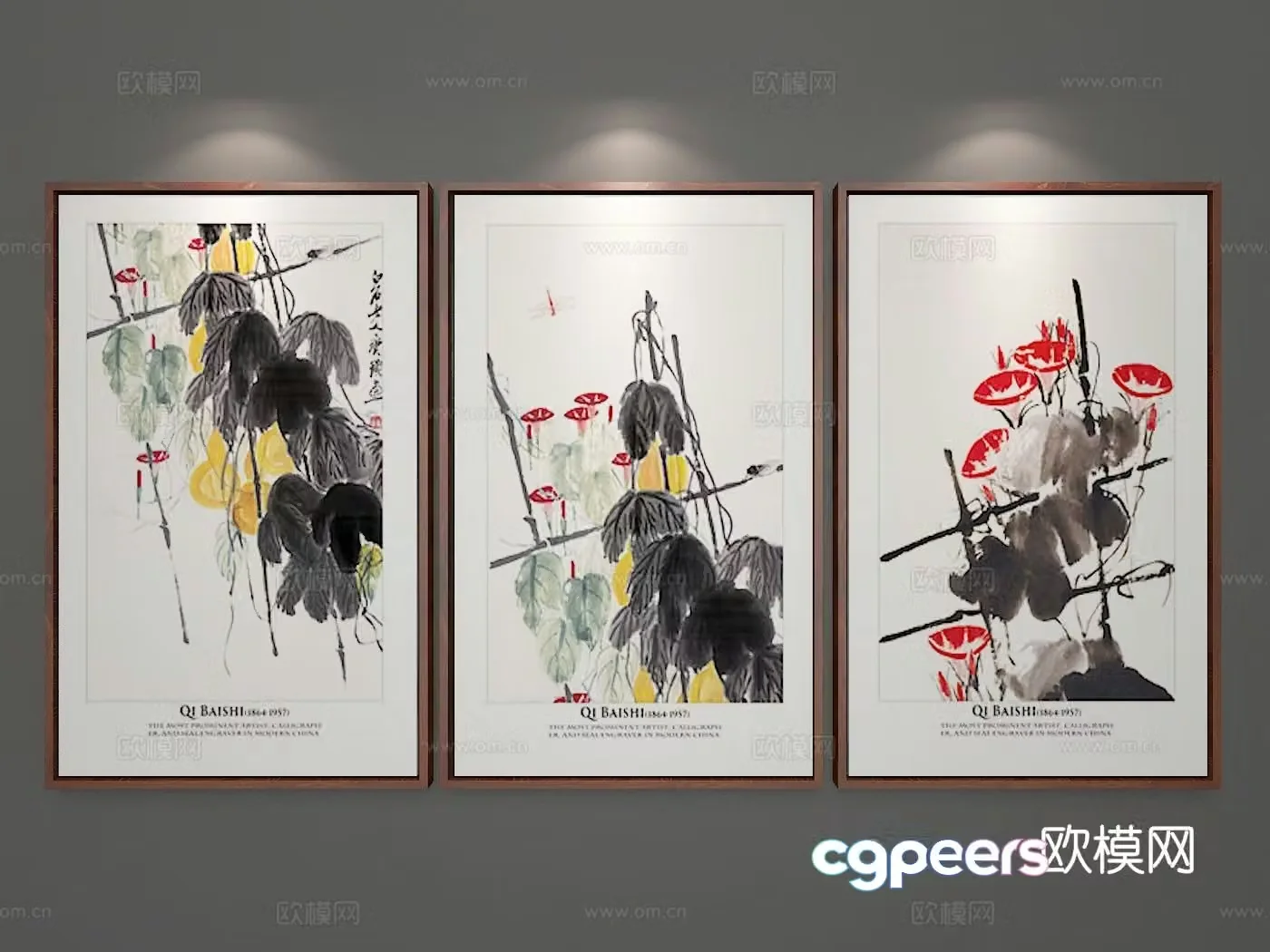 New Chinese style decorative painting ink painting hanging painting 3D model