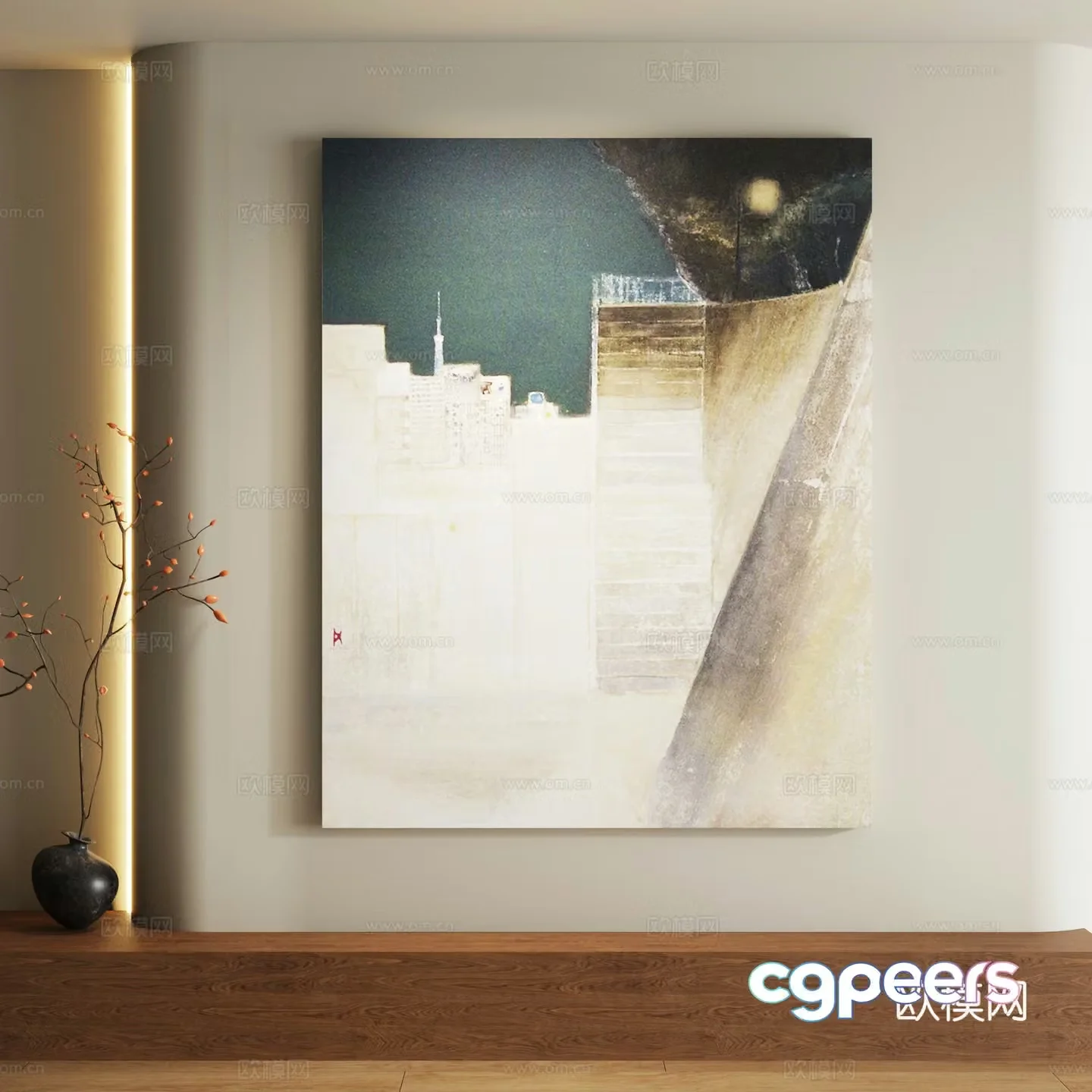 Modern abstract decorative painting 3d model
