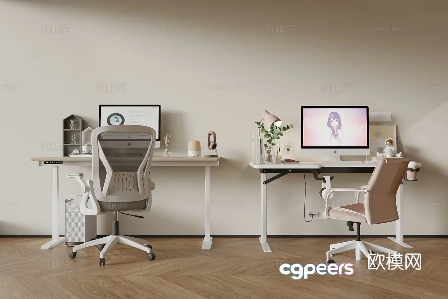 Modern Office Desk 3D Model – 19199 – VRAY Render