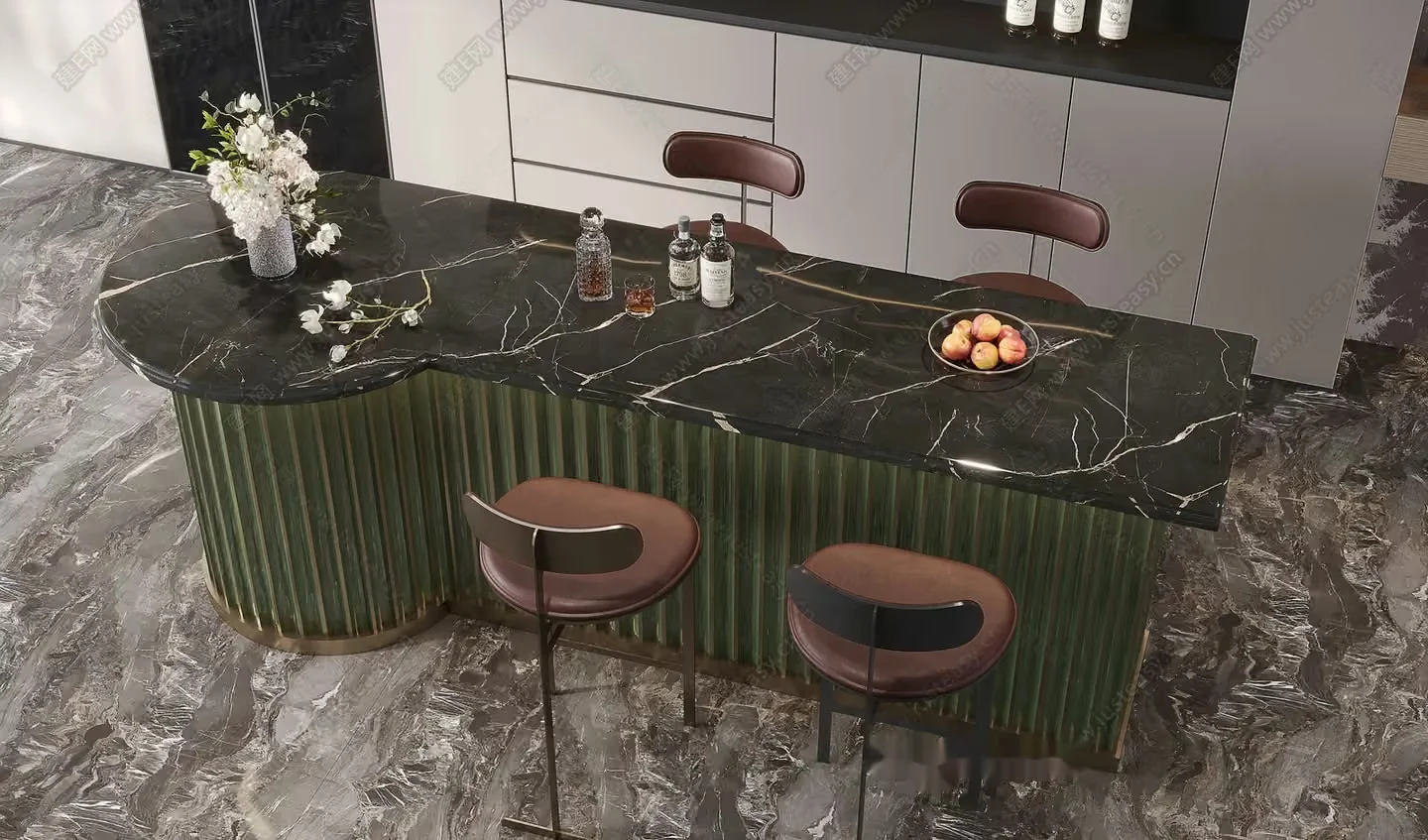 Modern Kitchen Counter 3D Model – 15177 – VRAY Render