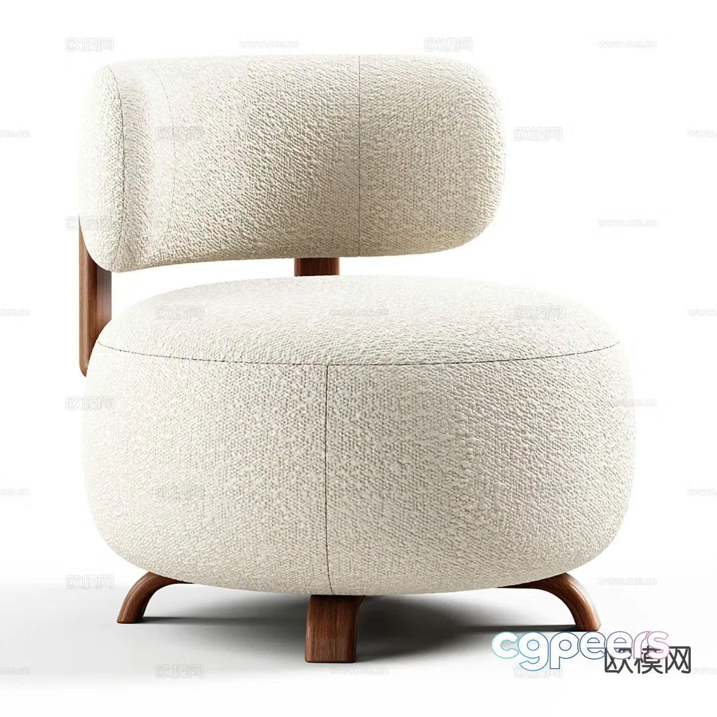 Cream style single sofa leisure sofa 3d model